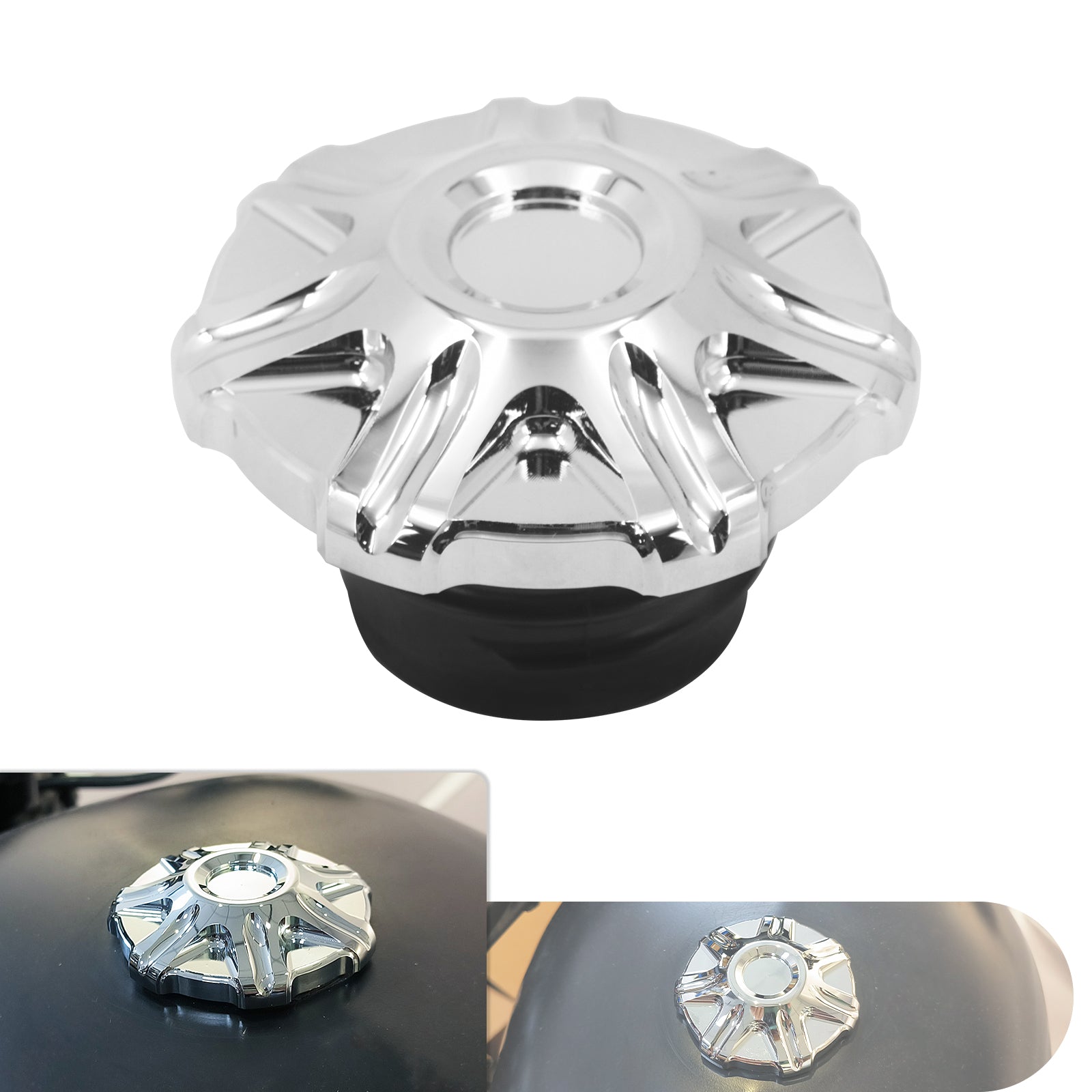 thumbnail image 2 of Black CNC Aluminum Fuel Gas Cap For Harley Softail Dyna Sportster 883 1200 XL 2 of 3