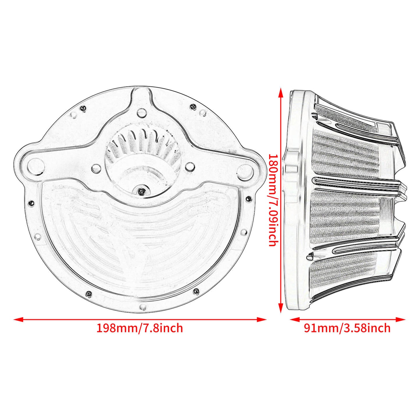 AF000105 HCmotorku CNC Air Cleaner Grey Intake Filter for Harley 2023-2025 CVO 2025 Softail Size