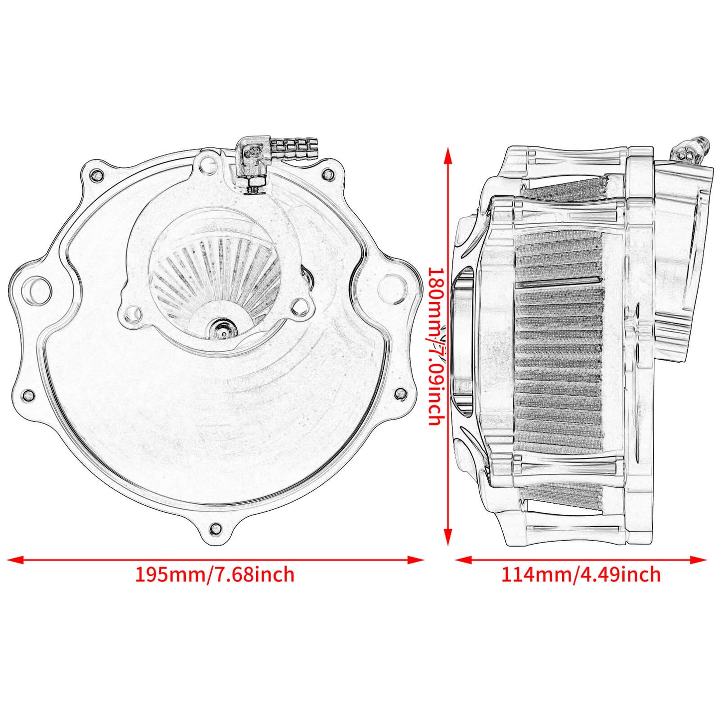 AF000605 HCmotorku High-Flow CNC Air Intake Cleaner Filter System for Harley 2023-2025 Touring CVO & Softail Size