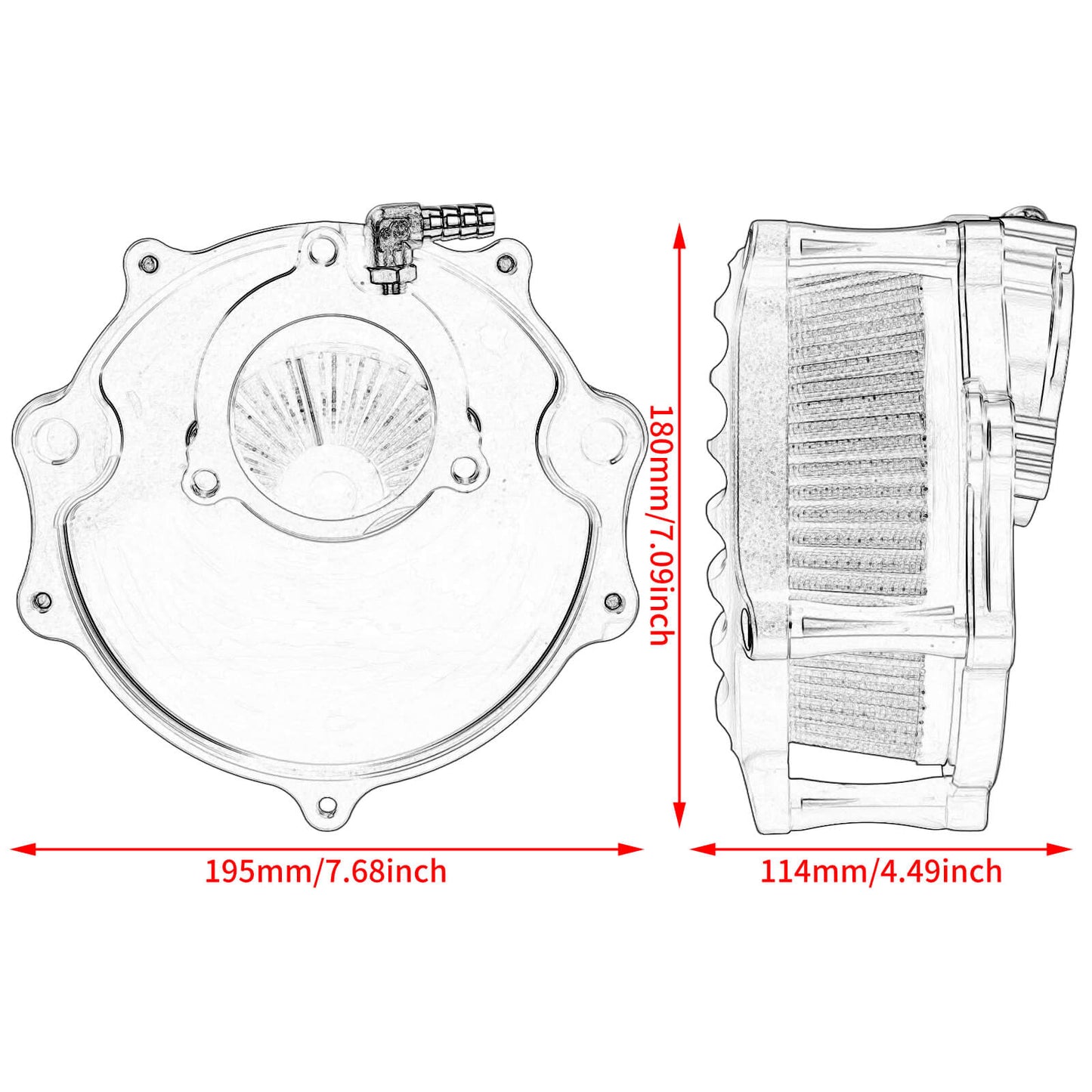 AF003926 HCmotorku Stripe Style CNC Air Cleaner Intake Kit for Harley Touring CVO & Softail 2023-2025 Size