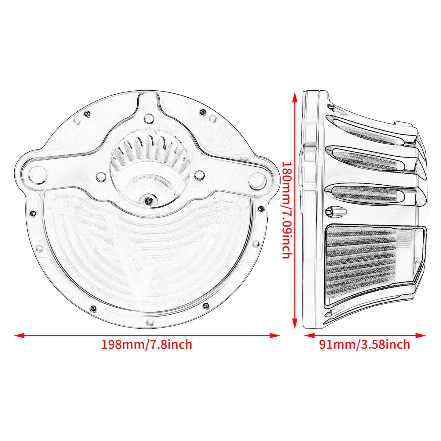 AF006509 HCmotorku Black Air Cleaner Grey Intake Filter for Harley 2023-2025 Softail CVO Size