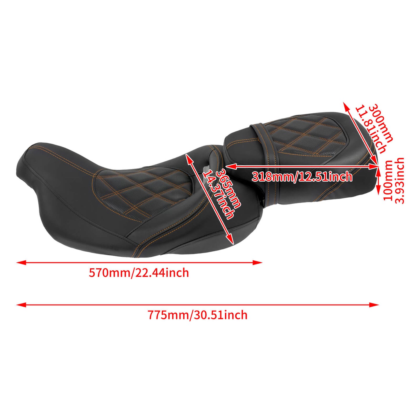 Low Profile Rider And Passenger Seat Orange Fit Harley Touring 2009-2023 | HCmotorku