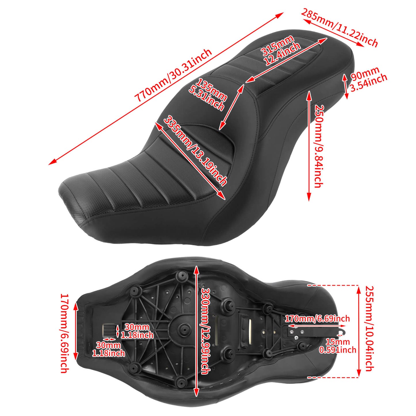 Step Up Driver Passanger Seat Stripe Black Fit For Harley Low Rider S 2018-2024 | HCmotorku