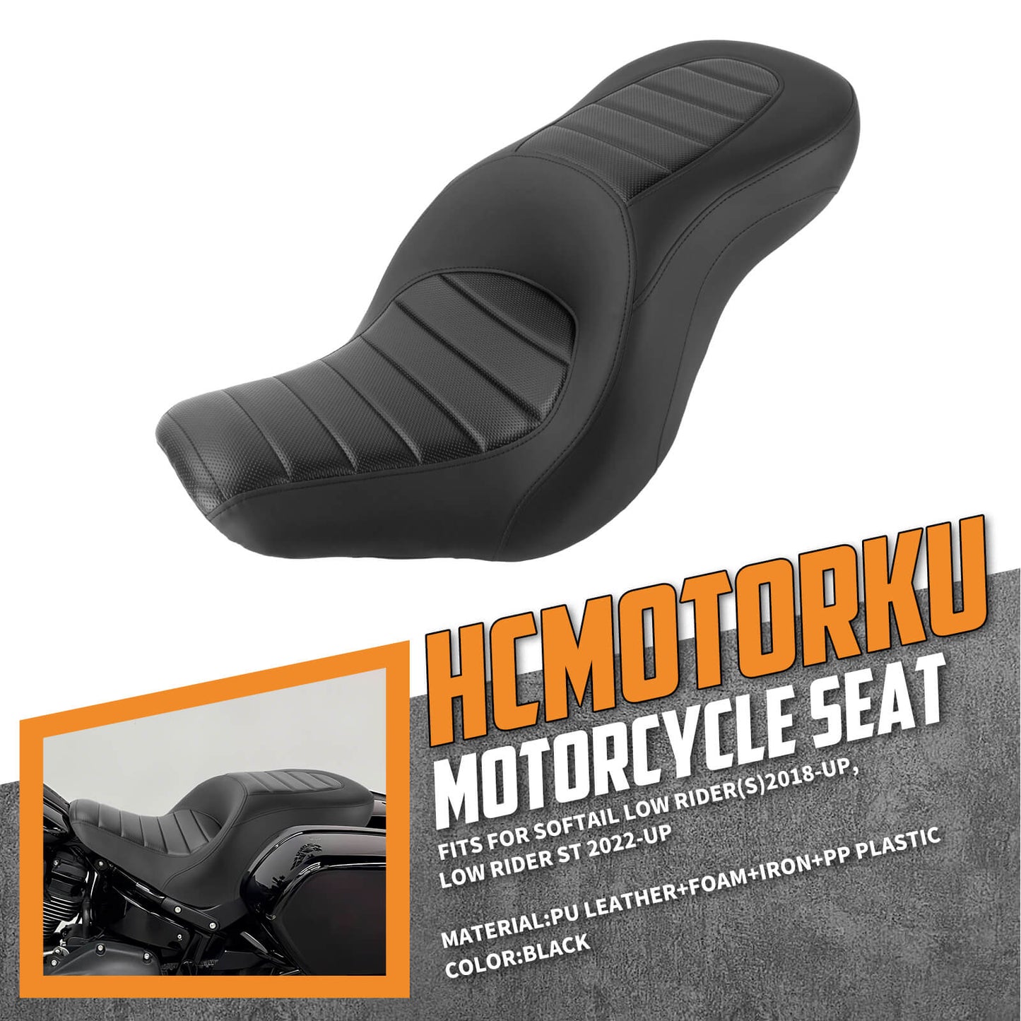 Step Up Driver Passanger Seat Stripe Black Fit For Harley Low Rider S 2018-2024 | HCmotorku