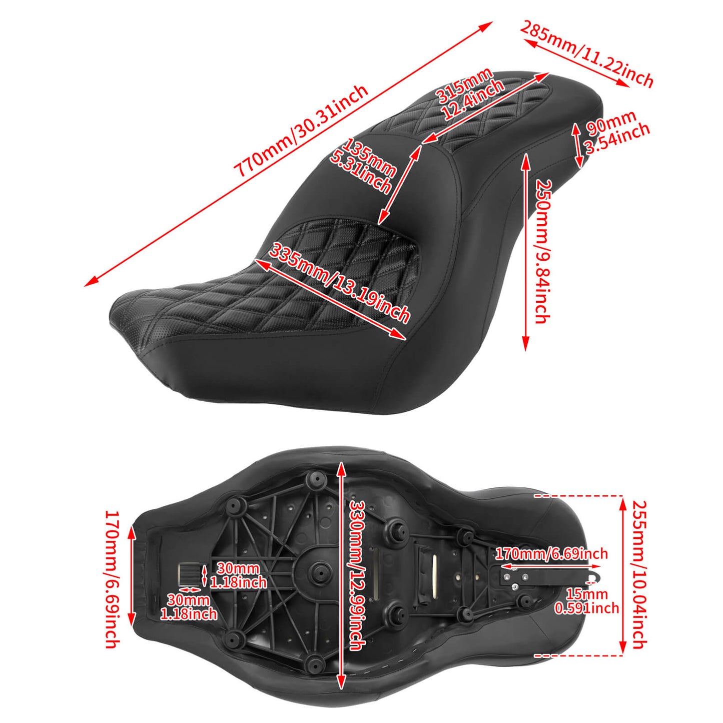 Step Up Driver Passanger Seat Diamond Black Fit For Harley Low Rider S 2018-2024 | HCmotorku