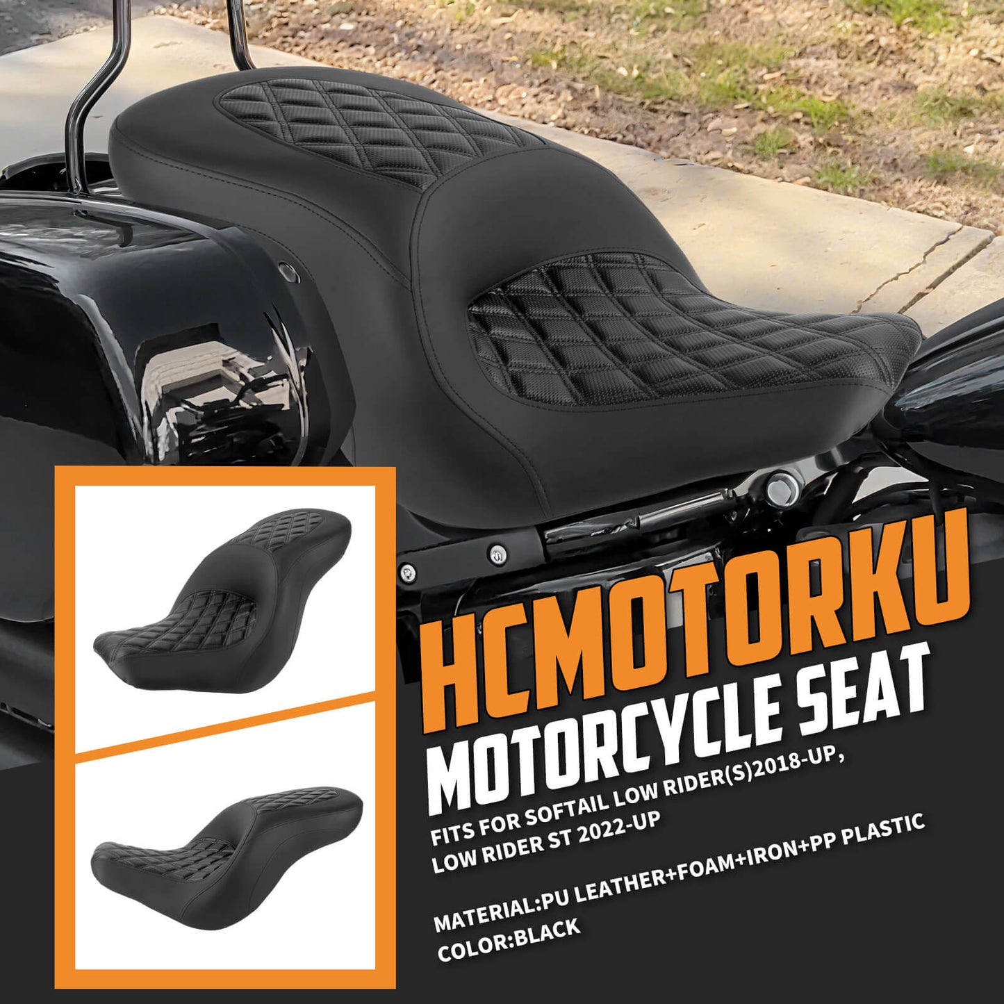 Step Up Driver Passanger Seat Diamond Black Fit For Harley Low Rider S 2018-2024 | HCmotorku