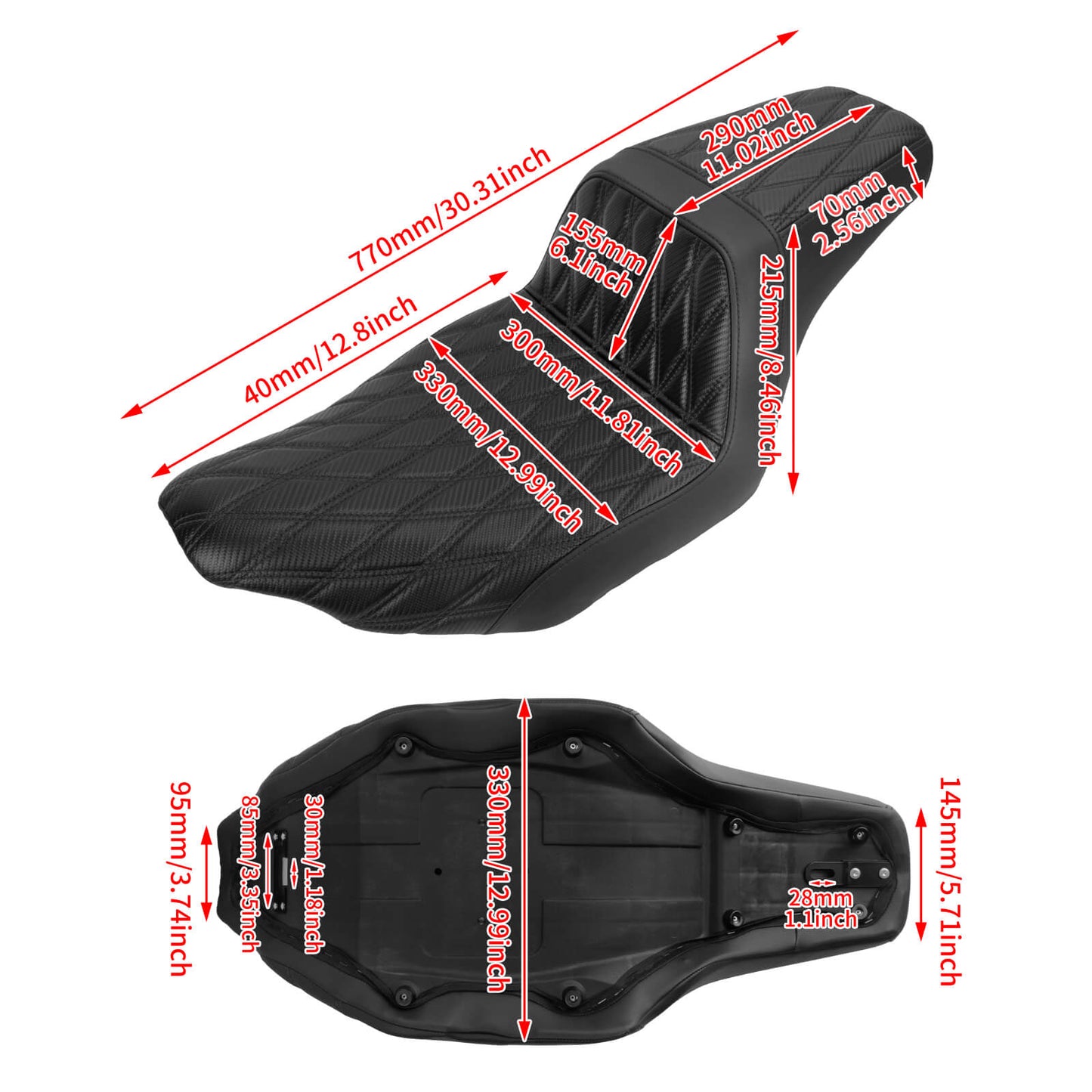 Driver Passenger Two-Up Seat Black For Harley Touring 2024-UP | HCmotorku