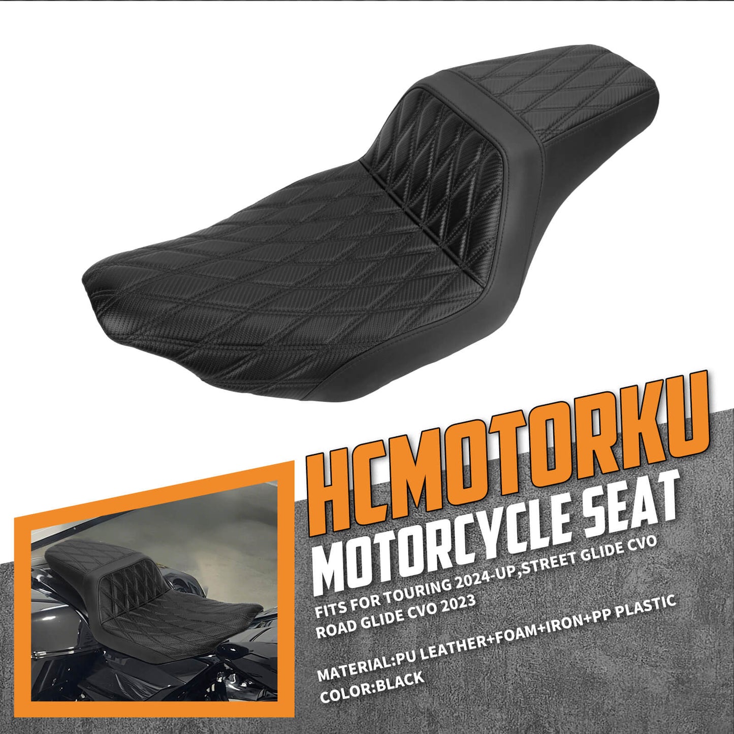 Driver Passenger Two-Up Seat Black For Harley Touring 2024-UP | HCmotorku