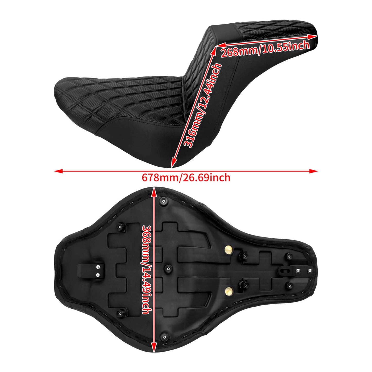 CB016901_HCmotorku_Front&Rear One-Piece Seat Two-up Seat-Black Stitching for Harley Fat Boy FLSTF ‘18-’25 Breakout FXBRS ‘23-’25 Size