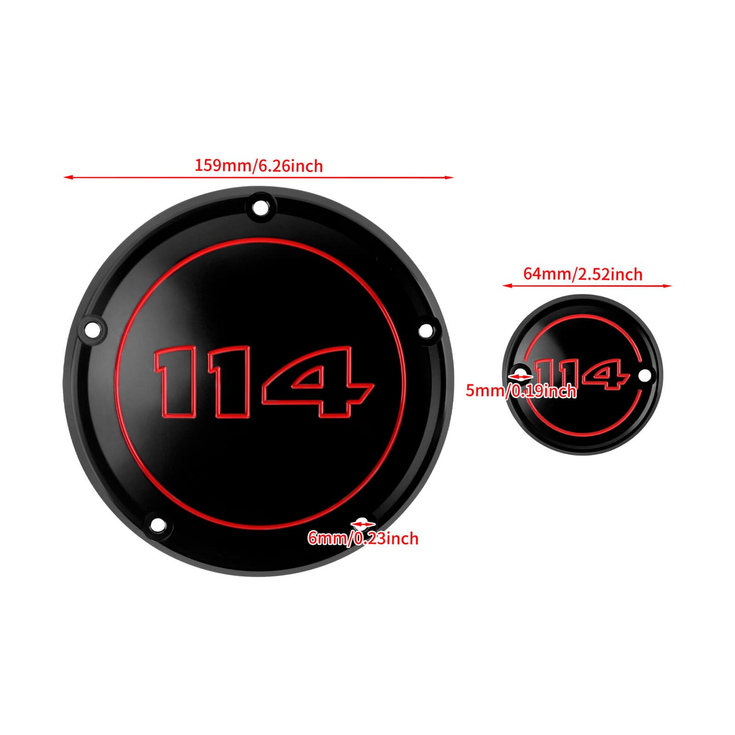 EN000402 HCmotorku Black Derby Cover Timer Cover Engine Cover Red Characters for Harley Softail Street Bob Fat Bob Low Rider Fat Boy ‘22-’25 Size