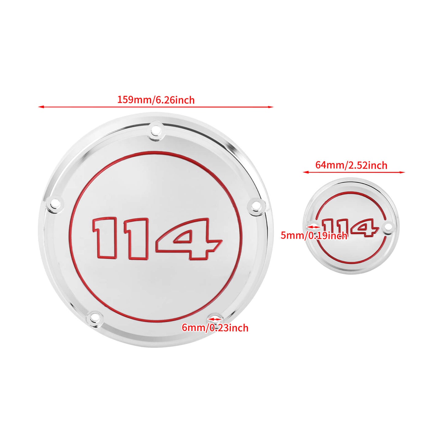 EN000404 HCmotorku CNC Chrome Derby Cover Timer Cover Engine Cover Red Characters for Harley Softail Street Bob Fat Bob Low Rider Fat Boy ‘22-’25 Size