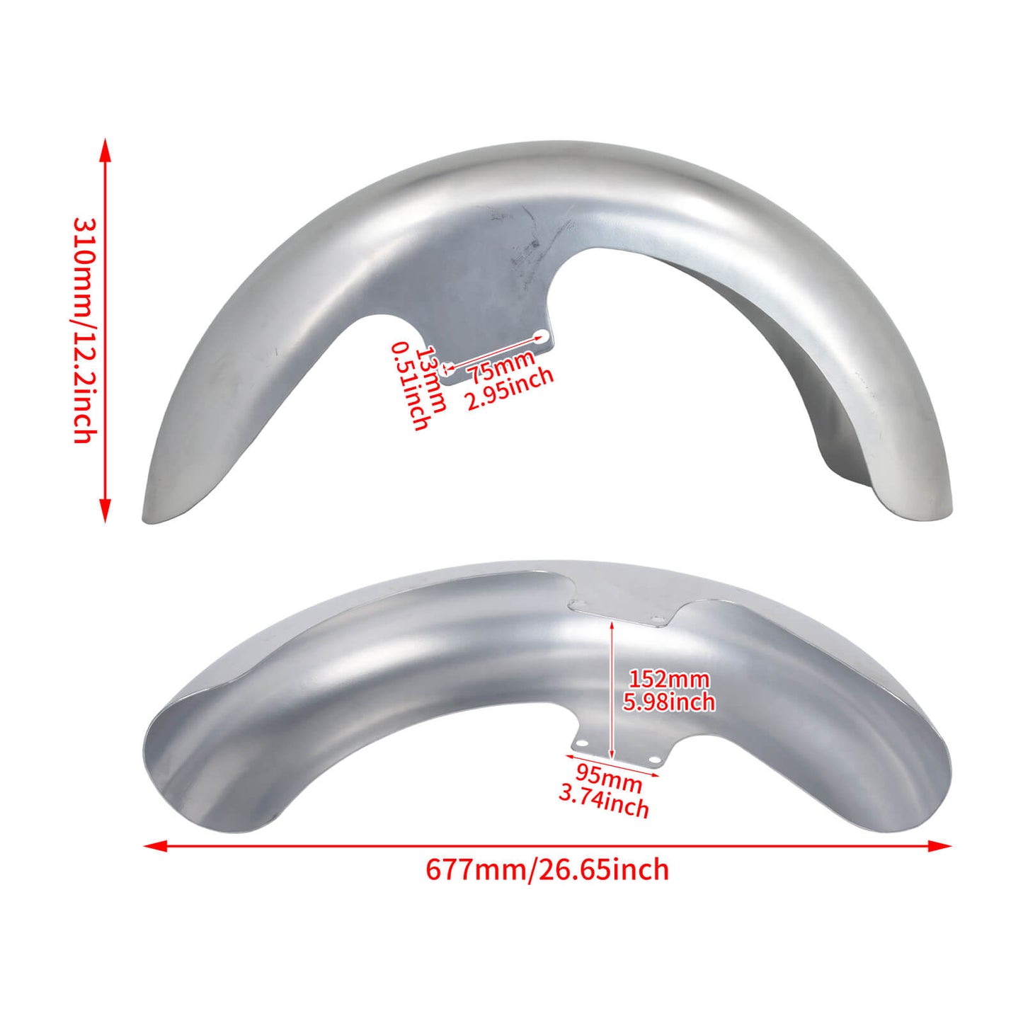 FR004102 HCmotorku_ 19” Unpainted Front Fender Mudguard for Harley Touring ‘24-’25 CVO FLTR ‘23-’25 Size