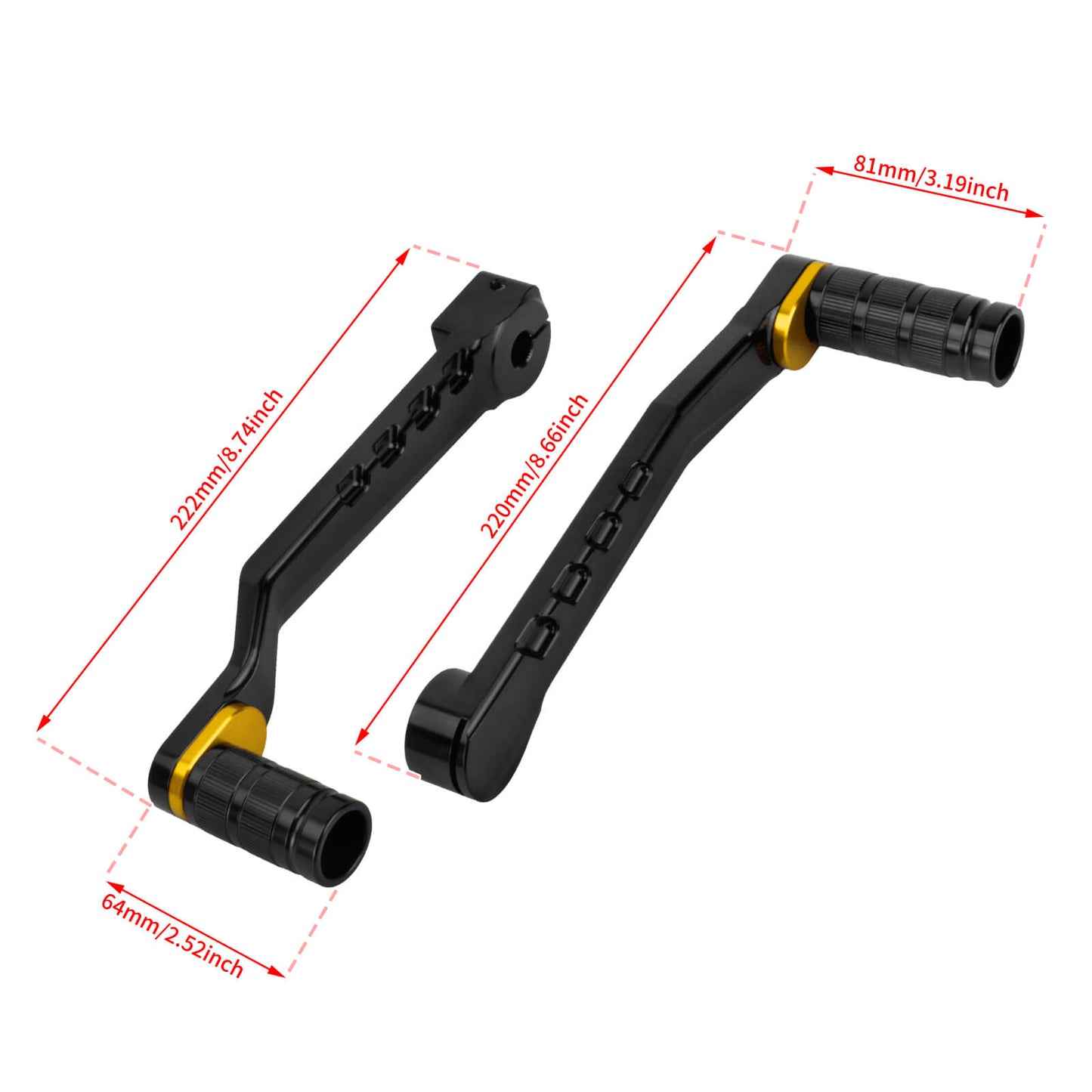 GE000903_HCmotorku_CNC Gold Heel Toe Shifter Lever Shifter Peg for Harley Softail ’86-’17 Touring ‘88-Up Trike ‘08-Up Size