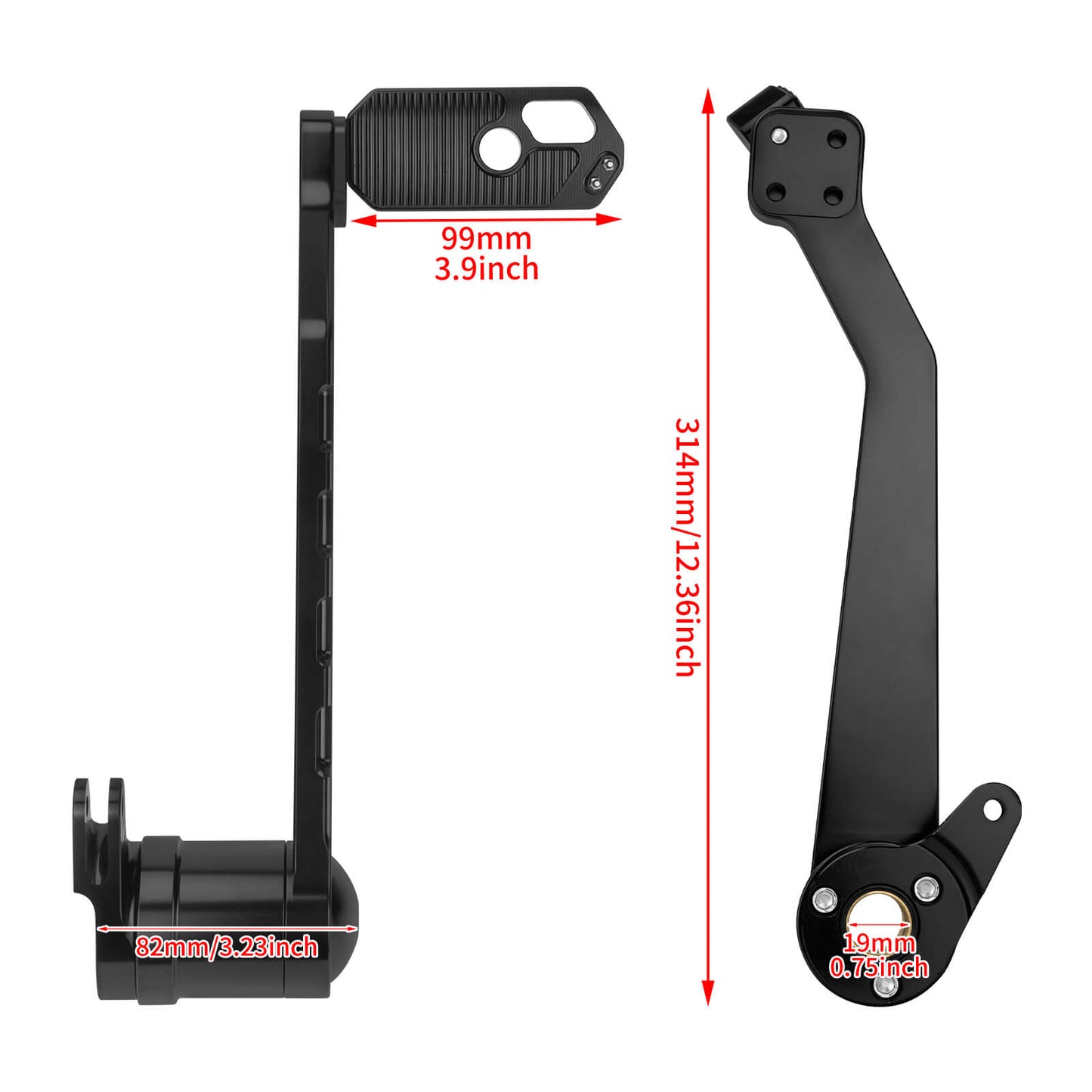 GE001105_HCmotorku_Black CNC Anodized Brake Arm Lever Brake Pedal for Harley Touring ‘14-’25 Size