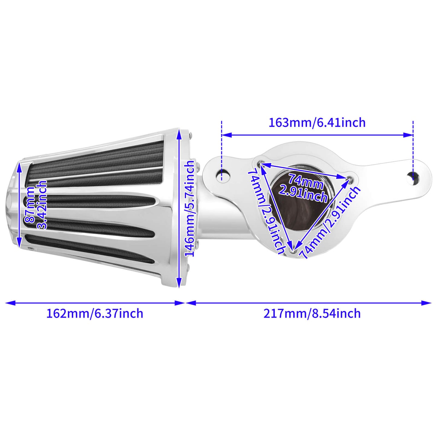 Cone Filter Elbow Air Cleaner Chrome Fit For Harley M8 Touring 2017-2023 Softail 2018-2024 | HCmotorku