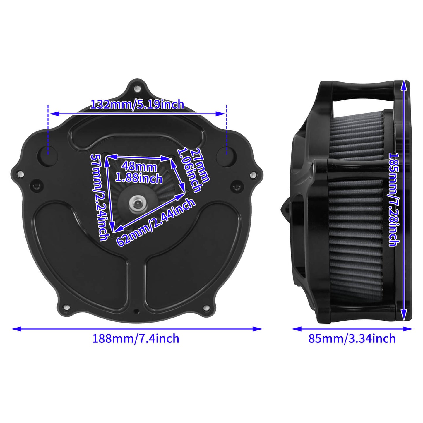 Air Cleaner Intake Filter Black Fit For Harley Sportster Iron 883 1200 48 72 2004-UP | HCmotorku