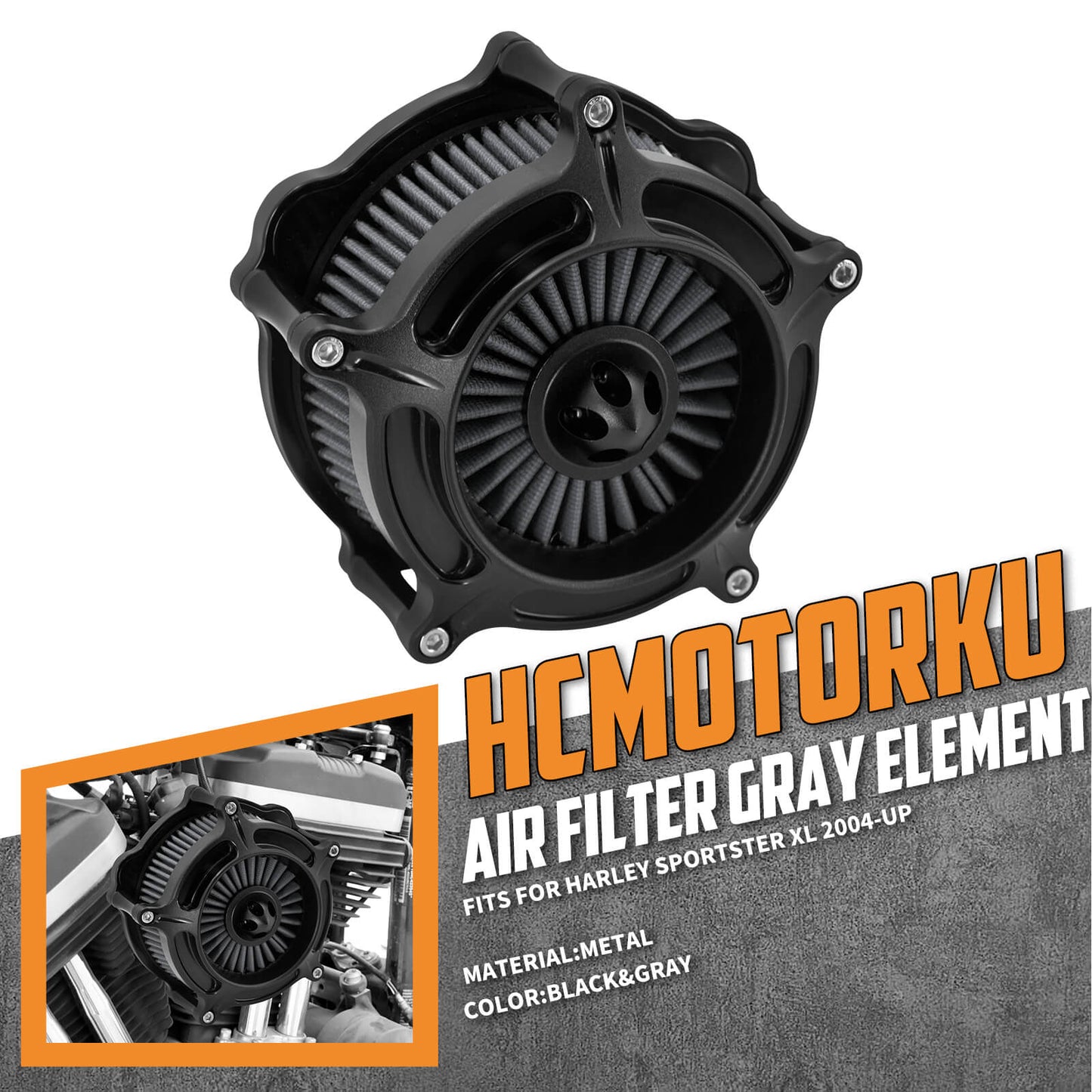 Air Cleaner Intake Filter Black Fit For Harley Sportster Iron 883 1200 48 72 2004-UP | HCmotorku