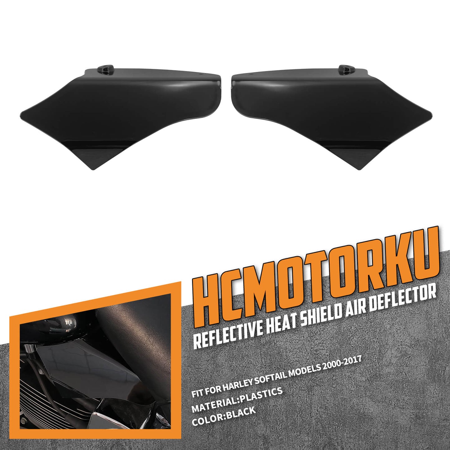 Air Deflectors Black Saddle Heat Shield Kit Fits For Harley Softail 2000-2017 | HCmotorku