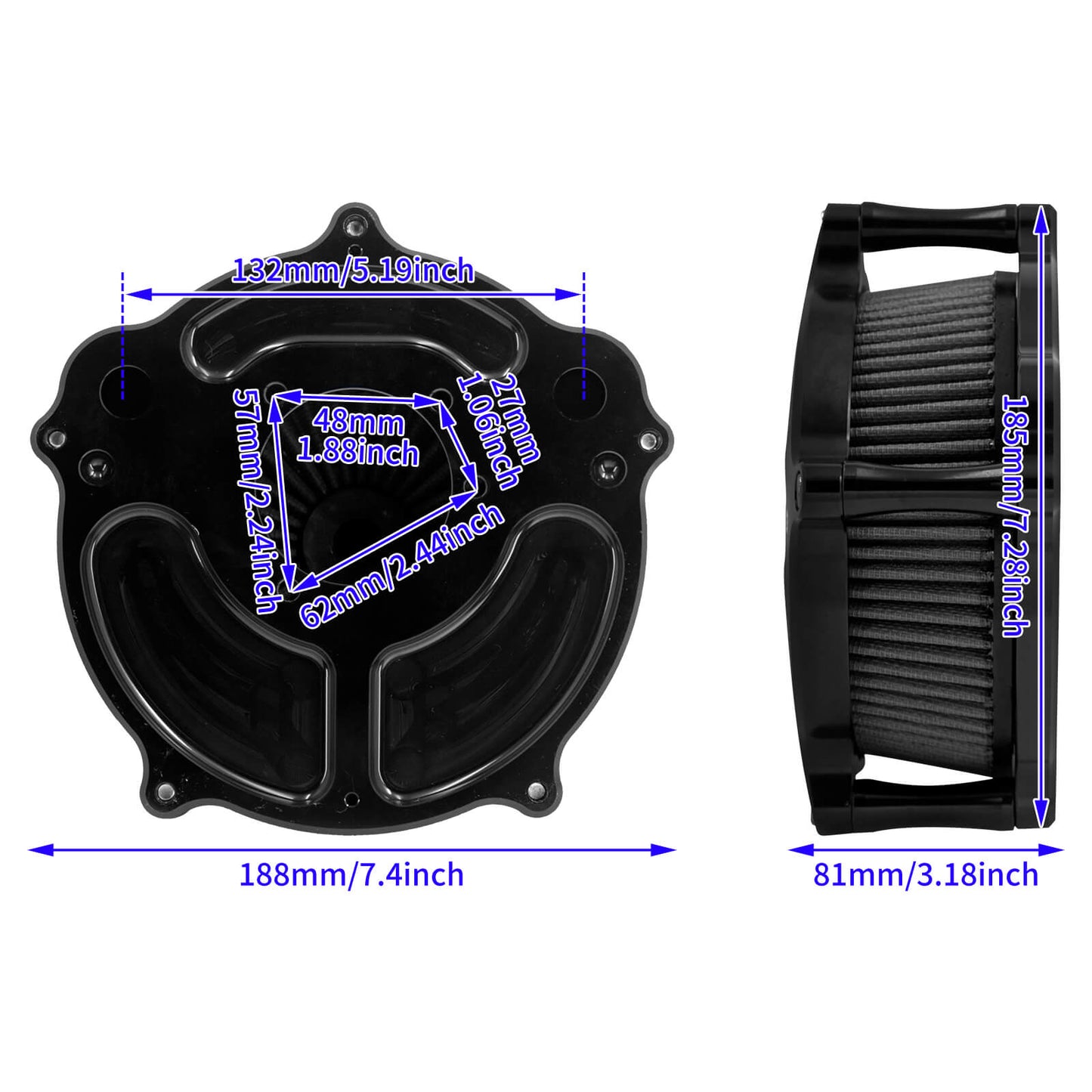 Cut Air Cleaner Intake Filter Fit For Harley Sportster Iron 883 1200 2004-2022 | HCmotorku
