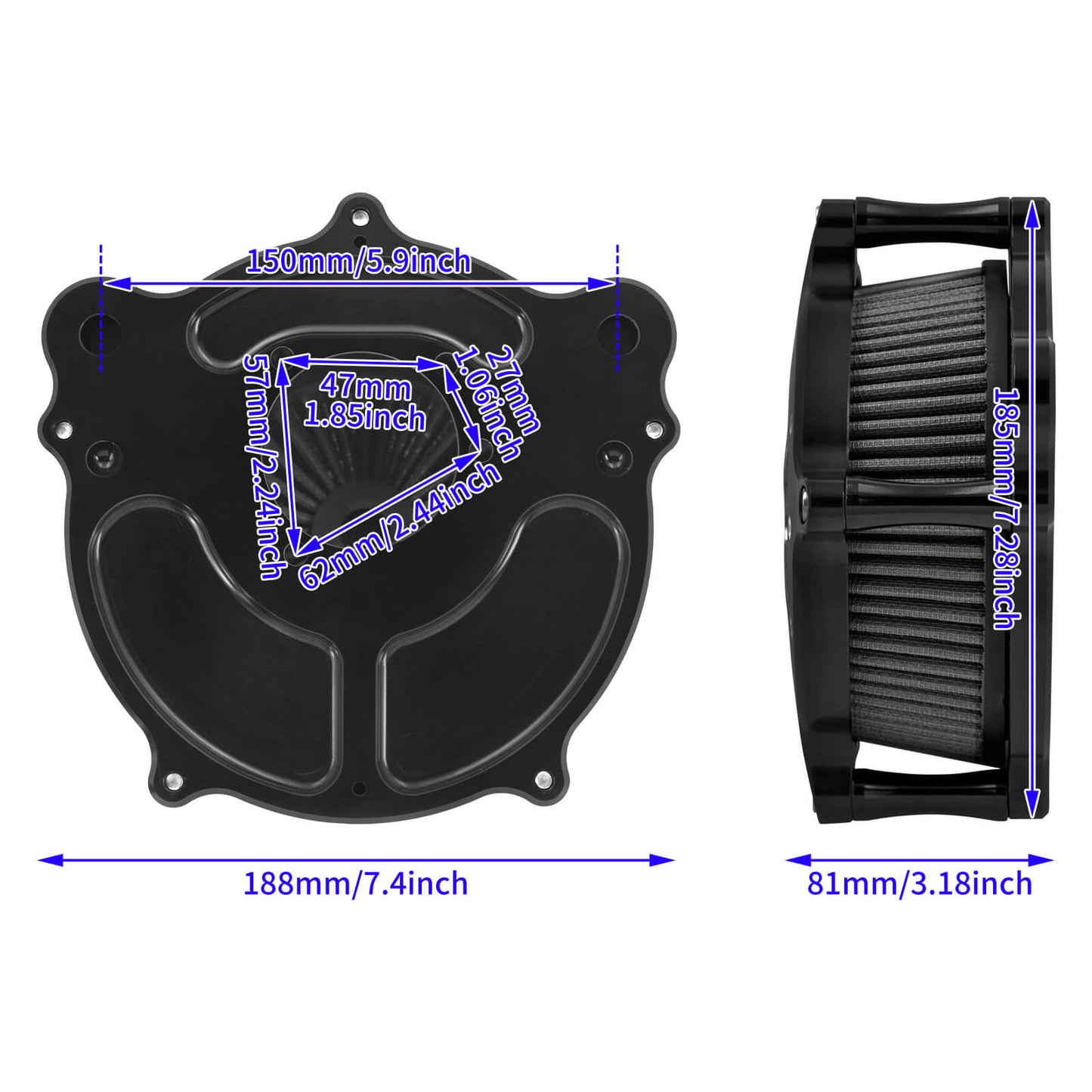 Dots Cut Spike Air Cleaner Intake Filter Fit For Dyna Softail Touring 2000-2007 | HCmotorku