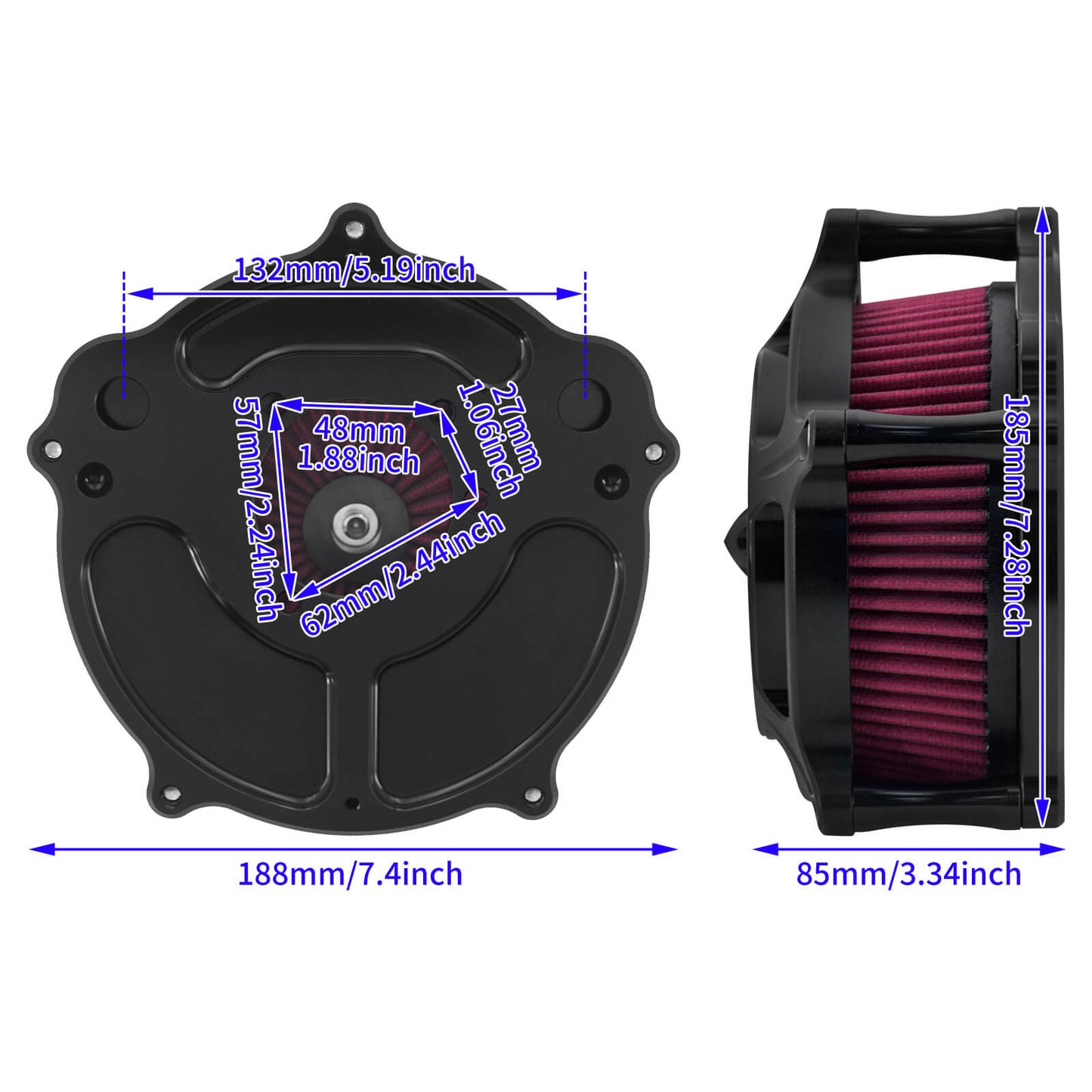 Air Cleaner Spike Intake Filter Fit For Sportster XL 1200 2004-2022 Matte Black | HCmotorku