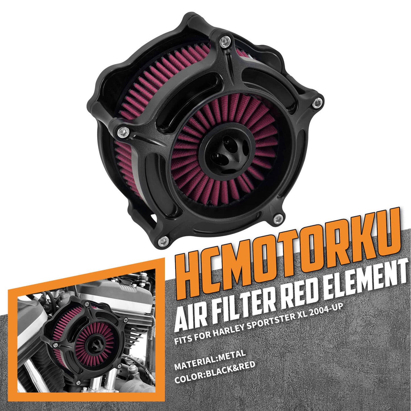 Air Cleaner Spike Intake Filter Fit For Sportster XL 1200 2004-2022 Matte Black | HCmotorku