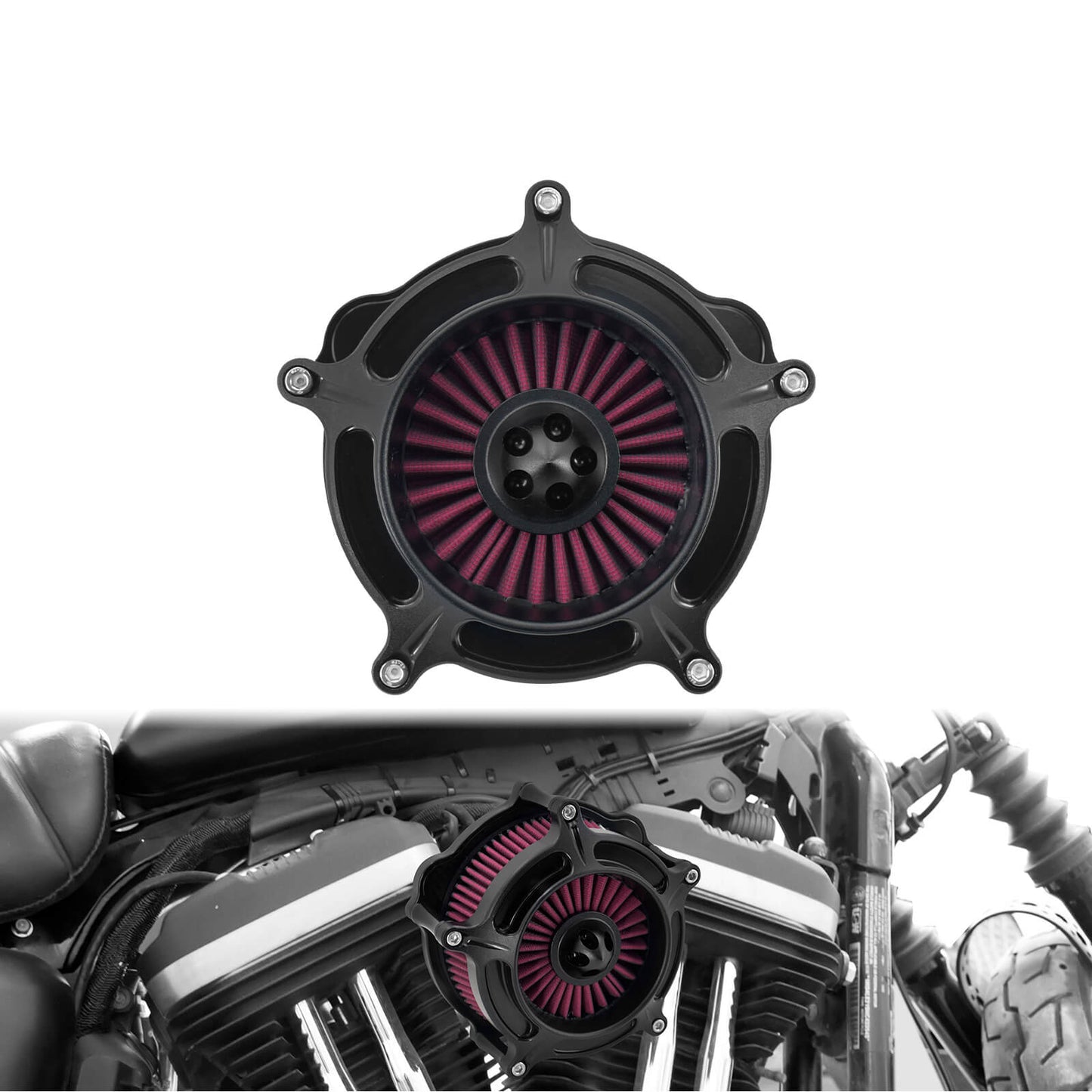 Air Cleaner Spike Intake Filter Fit For Sportster XL 1200 2004-2022 Matte Black | HCmotorku