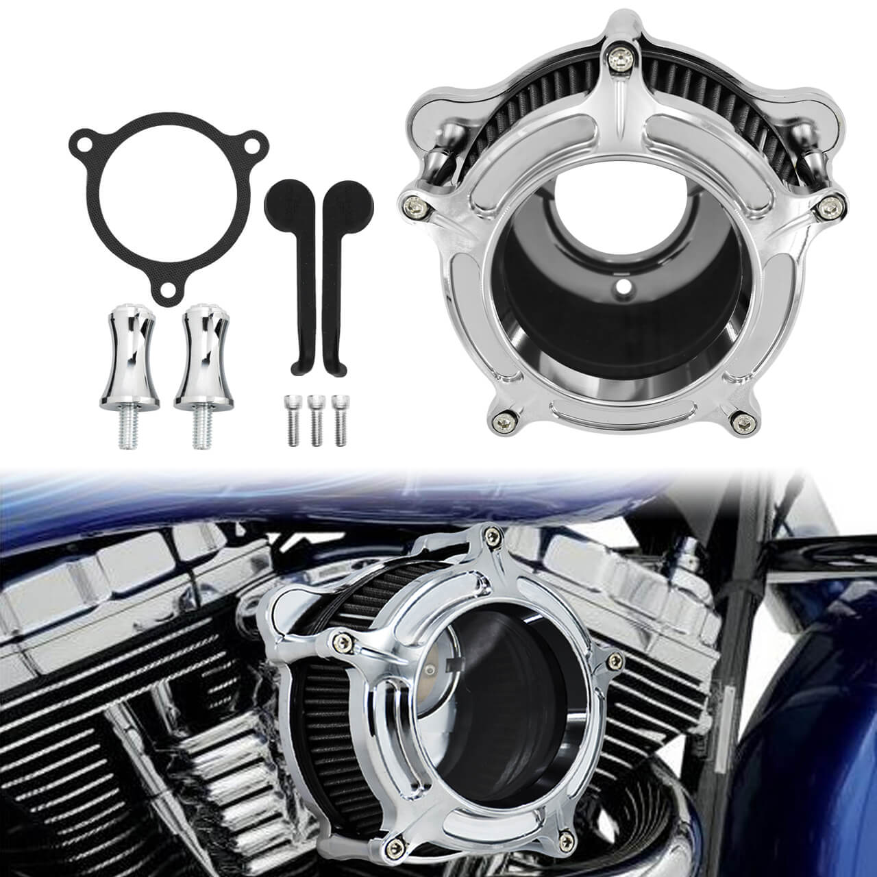 Clarity Air Cleaner Gray Intake Filter Chrome Fit For Harley Touring Trike 2008 | HCmotorku