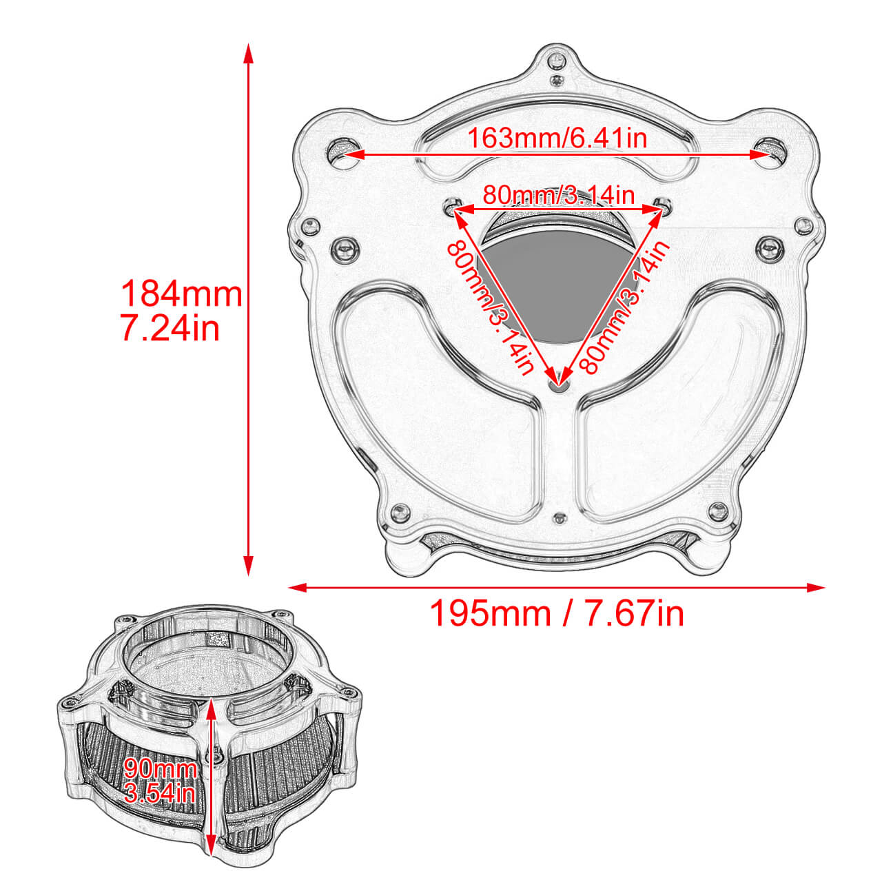 Clarity Air Cleaner Gray Intake Filter Chrome Fit For Harley Touring Trike 2008 | HCmotorku