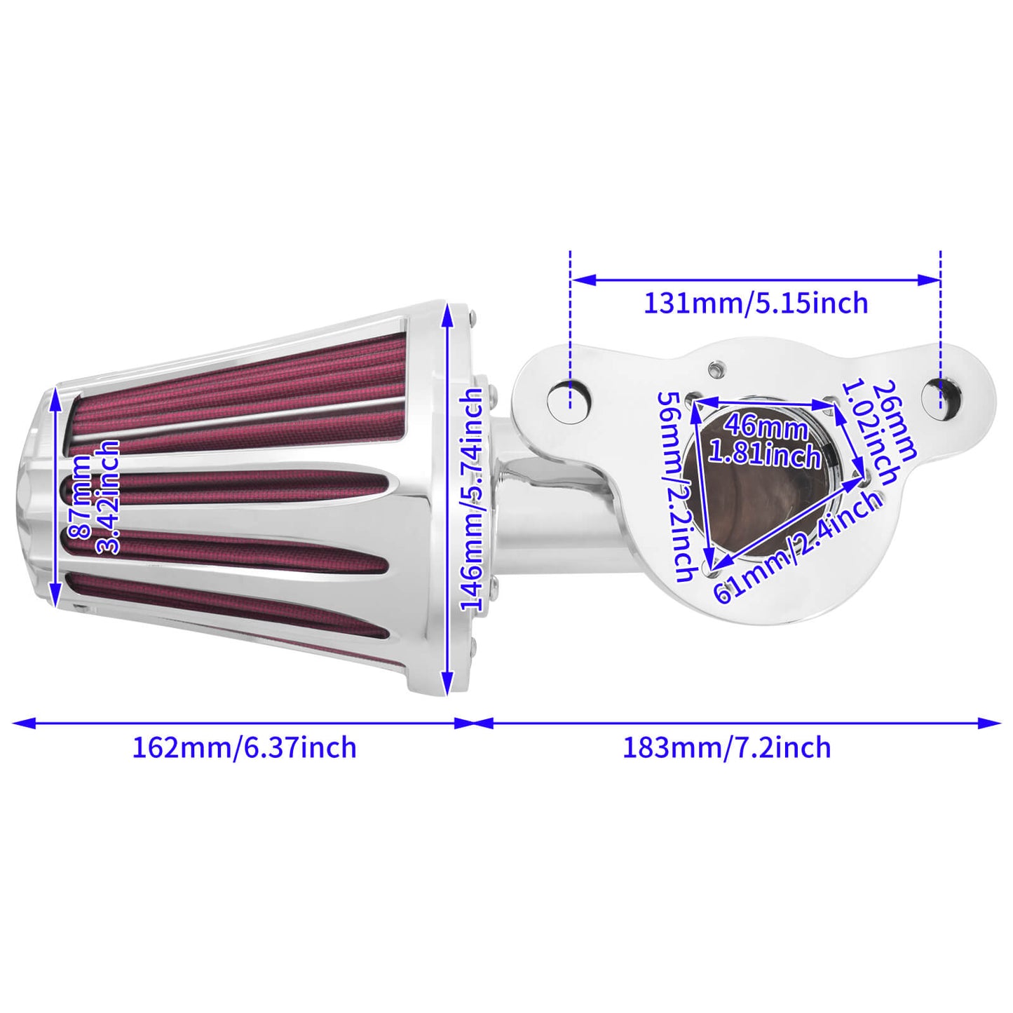 CNC Cut Air Cleaners Red Intake Chrome Fit For Harley Sportster XL 883 2004-2022 | HCmotorku