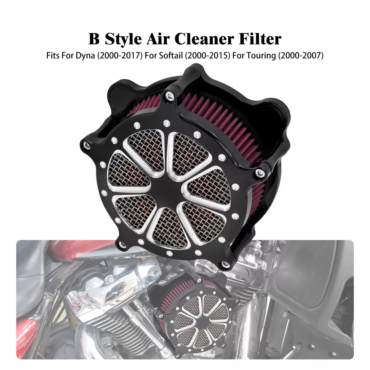 Air Cleaner Filter Red Intake Black For Harley Softail Breakout Fat Boy 2000-2015 | HCmotorku