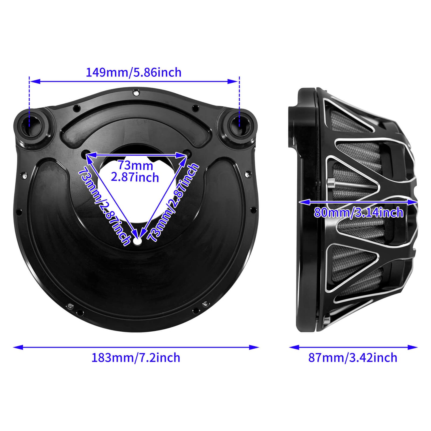 Aluminum Black Transparent Air Cleaner Filter w/ Gray Intake Element For Harley | HCmotorku