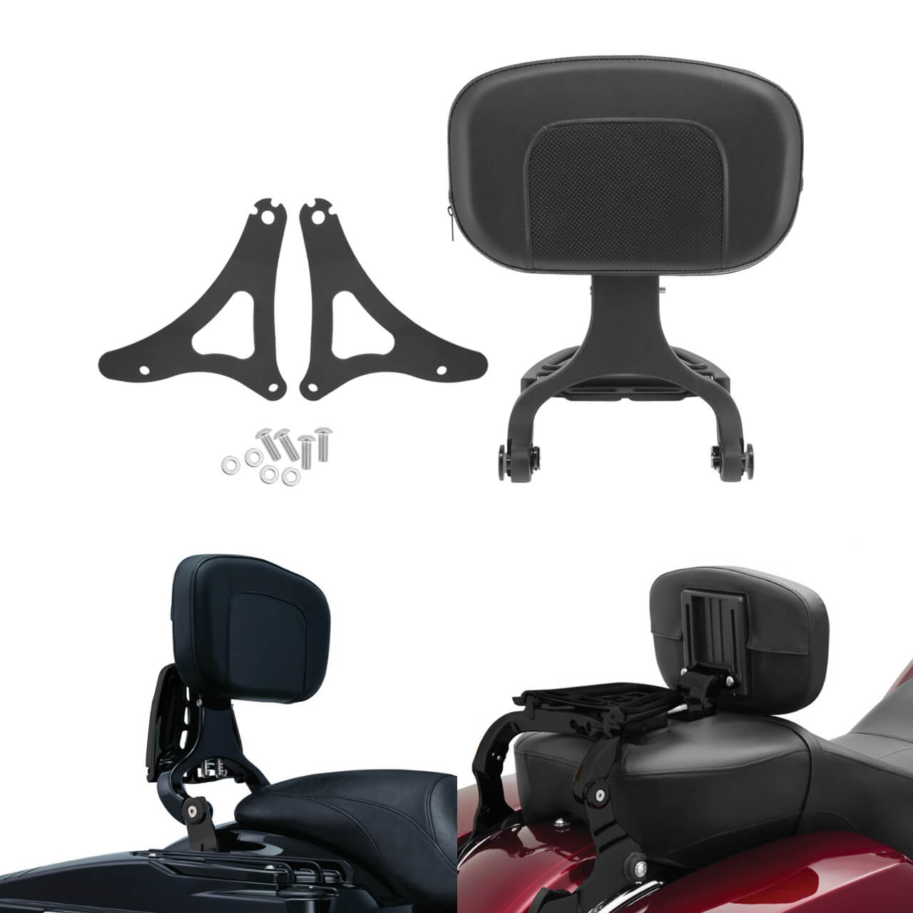 Adjustable Driver & Passenger Backrest Mounting Kit Fit for Harley Touring 2014-2023 | HCmotorku