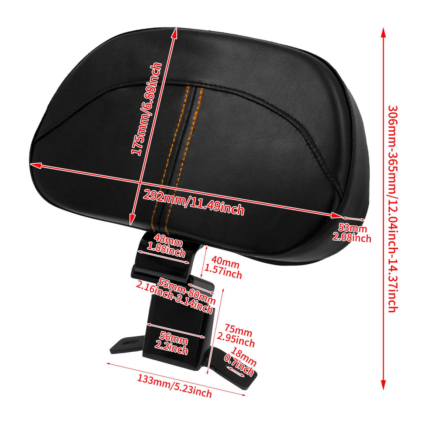 Detachable Plug-In Front Driver Backrest Pad w/ Amber Cut For Harley Touring 2009-UP | HCmotorku