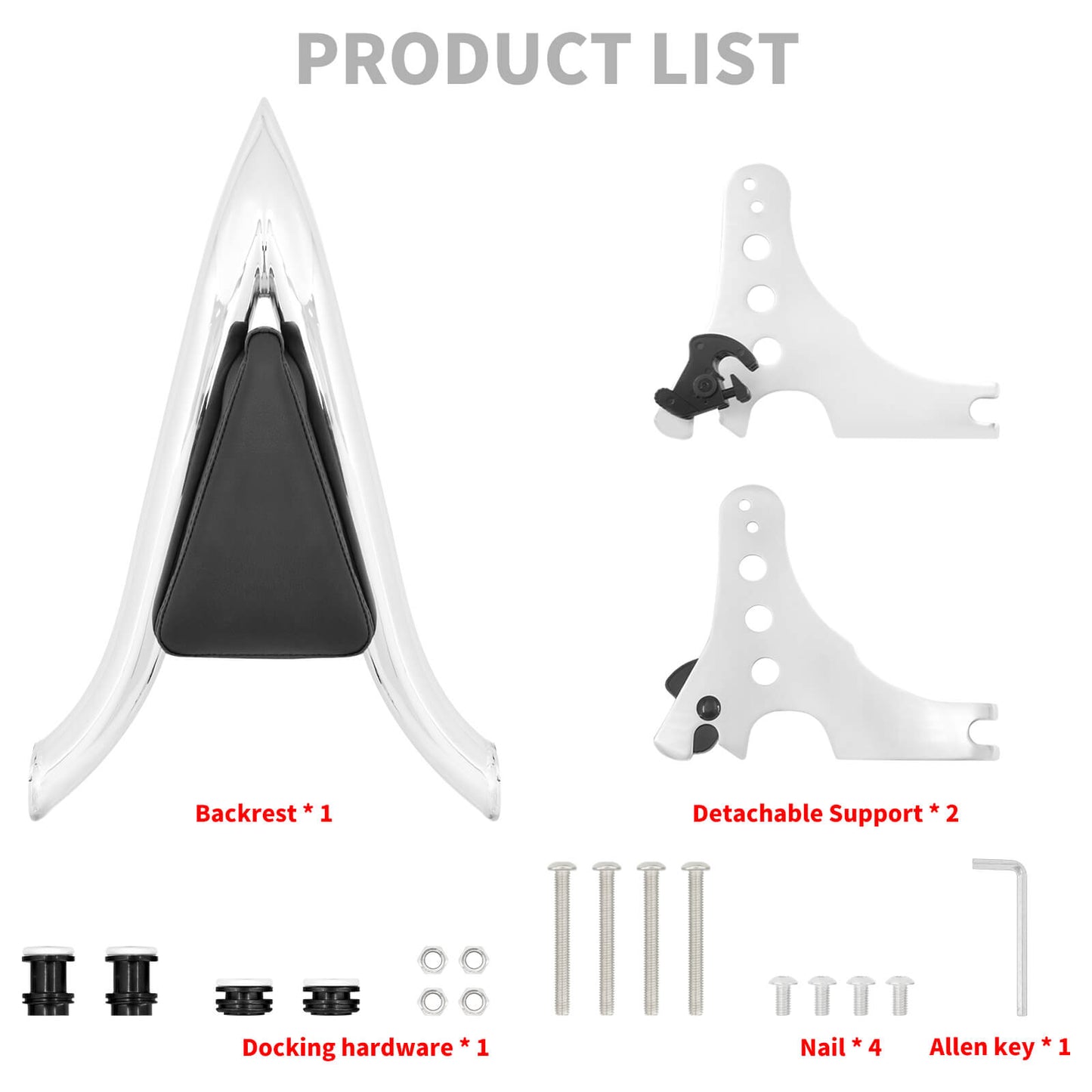 Detachable Sissy Bar Passenger Backrest Chrome Fit For Harley Sportster XL 2004-UP | HCmotorku