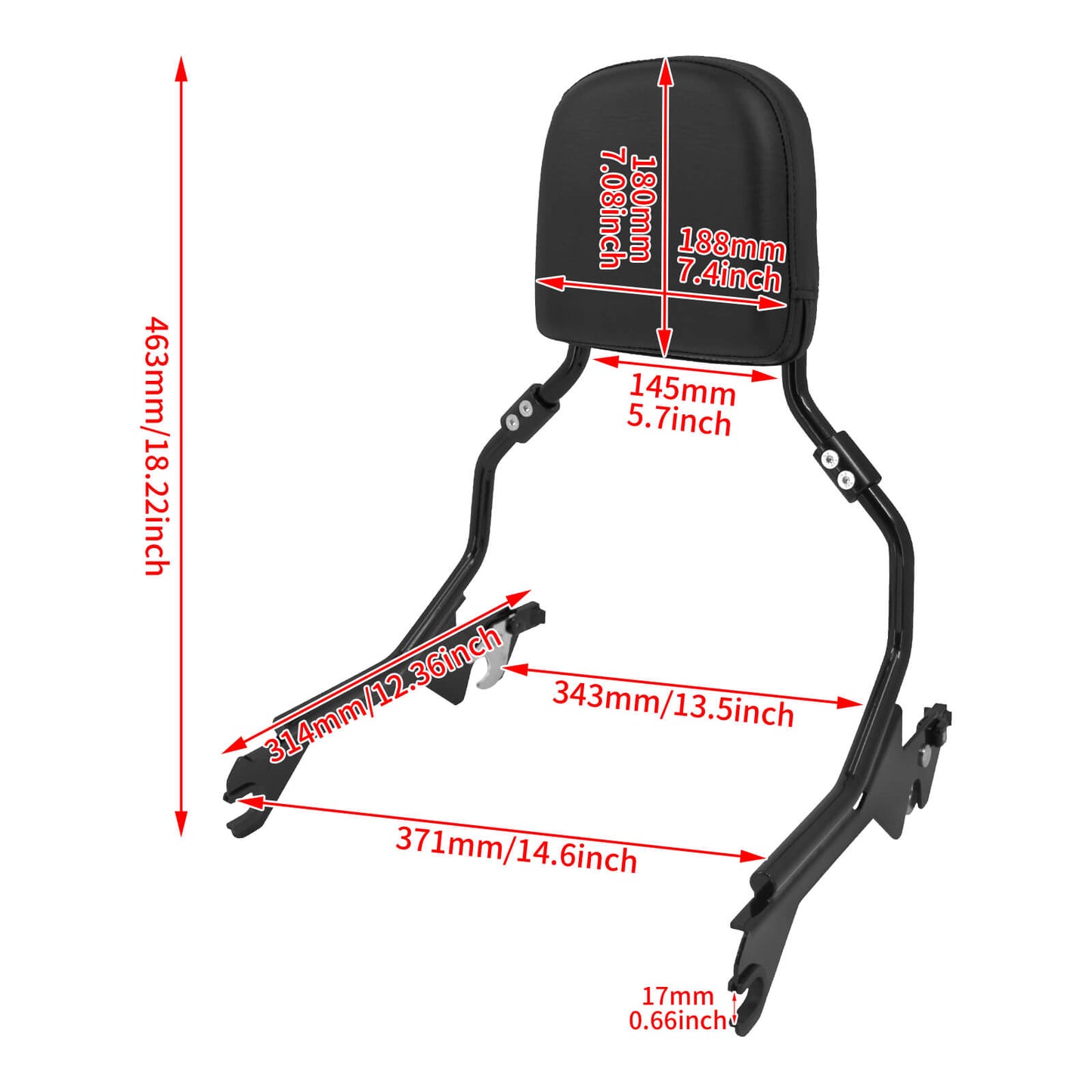 Sissy Bar Backrest W/ Pad Docking Kit For Harley Softail Fat Boy Breakout 2018-2024 | HCmotorku