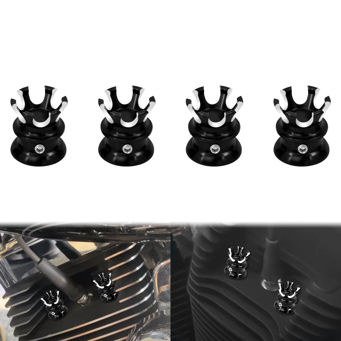 4x Crown Head Bolts Topper Covers Spark Plug Nut Cap Fit For Harley Twin Cam | HCmotorku