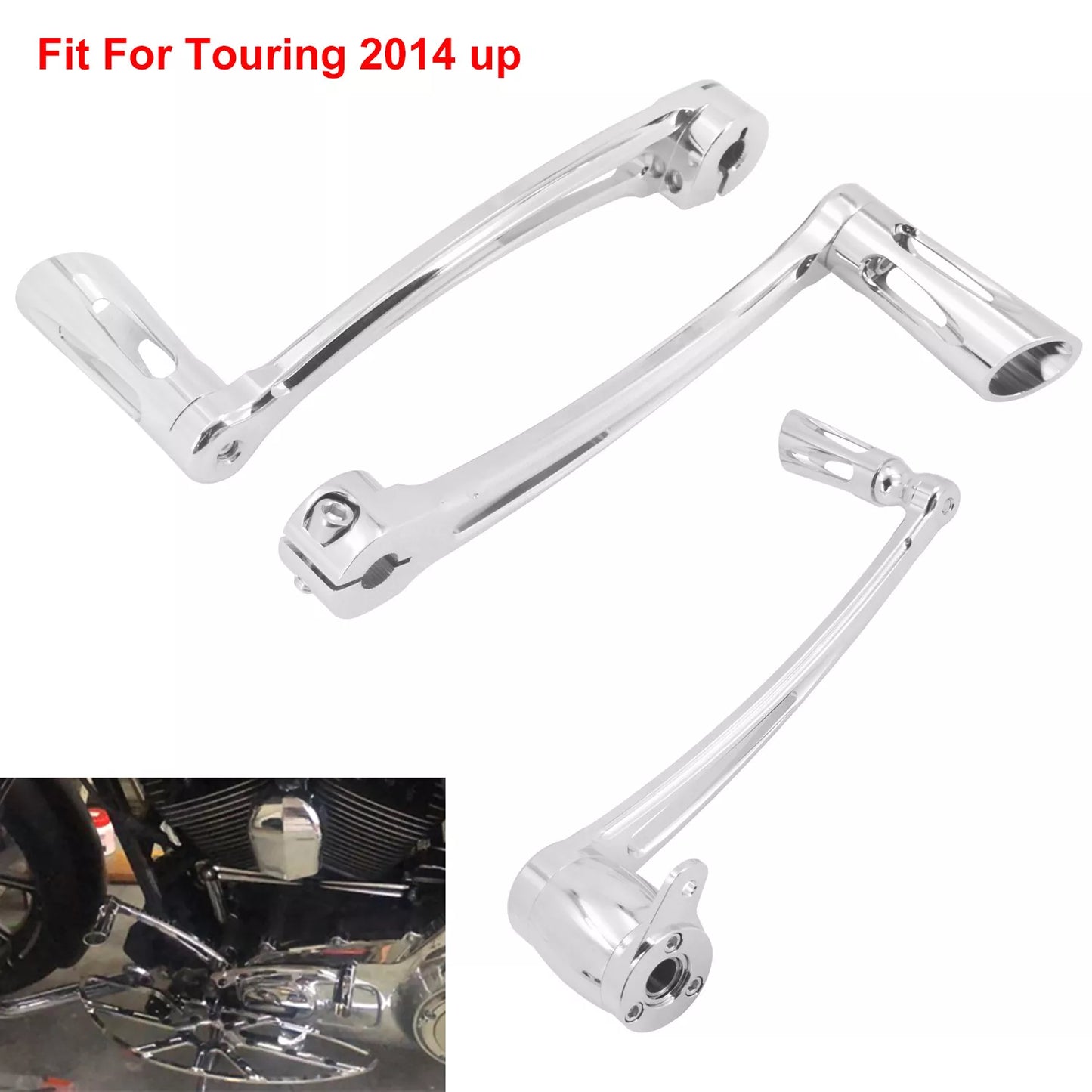 Brake Arm Shift Lever Pegs Pedal Set Chrome Fit For Harley Touring Glide 2014-2025 | HCmotorku