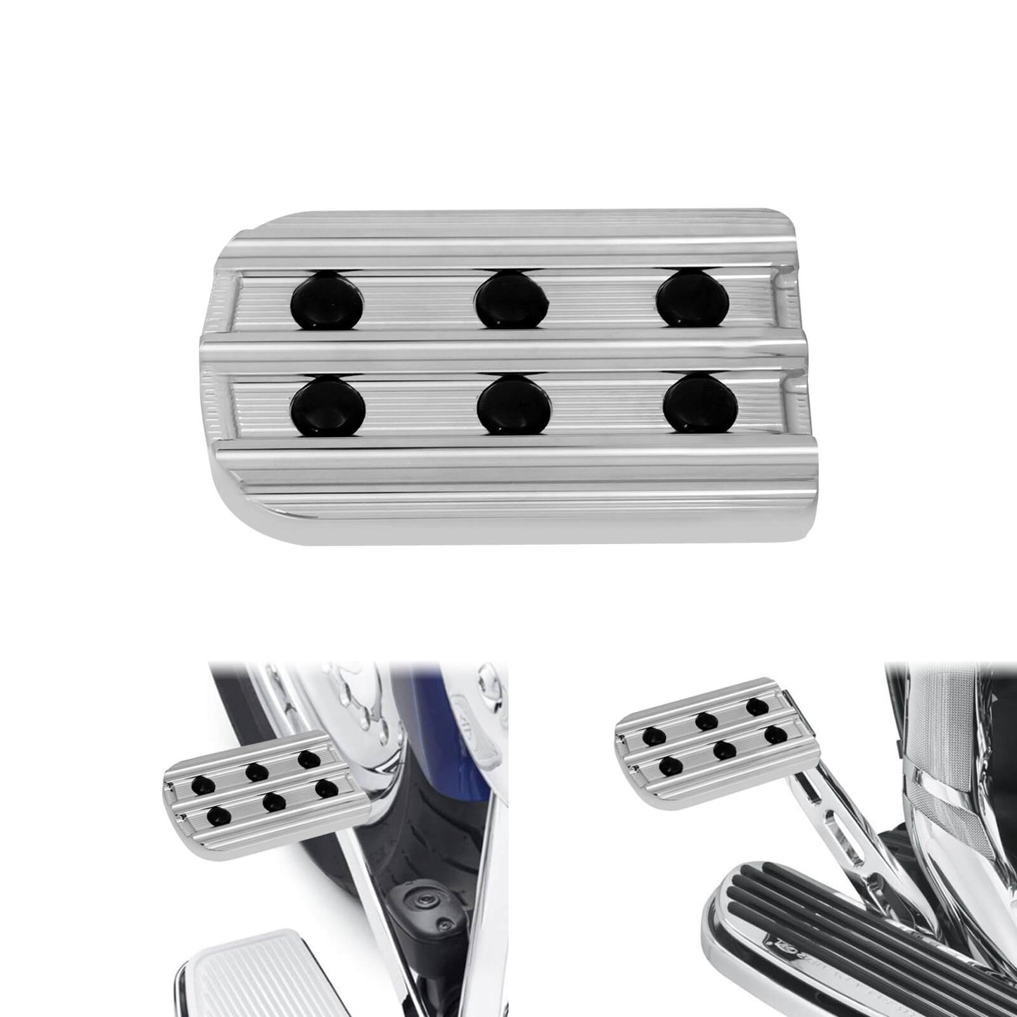 Foot Brake Pad Chrome Fit Harley Softail FL 1986-2017 Touring 1980-2025 | HCmotorku