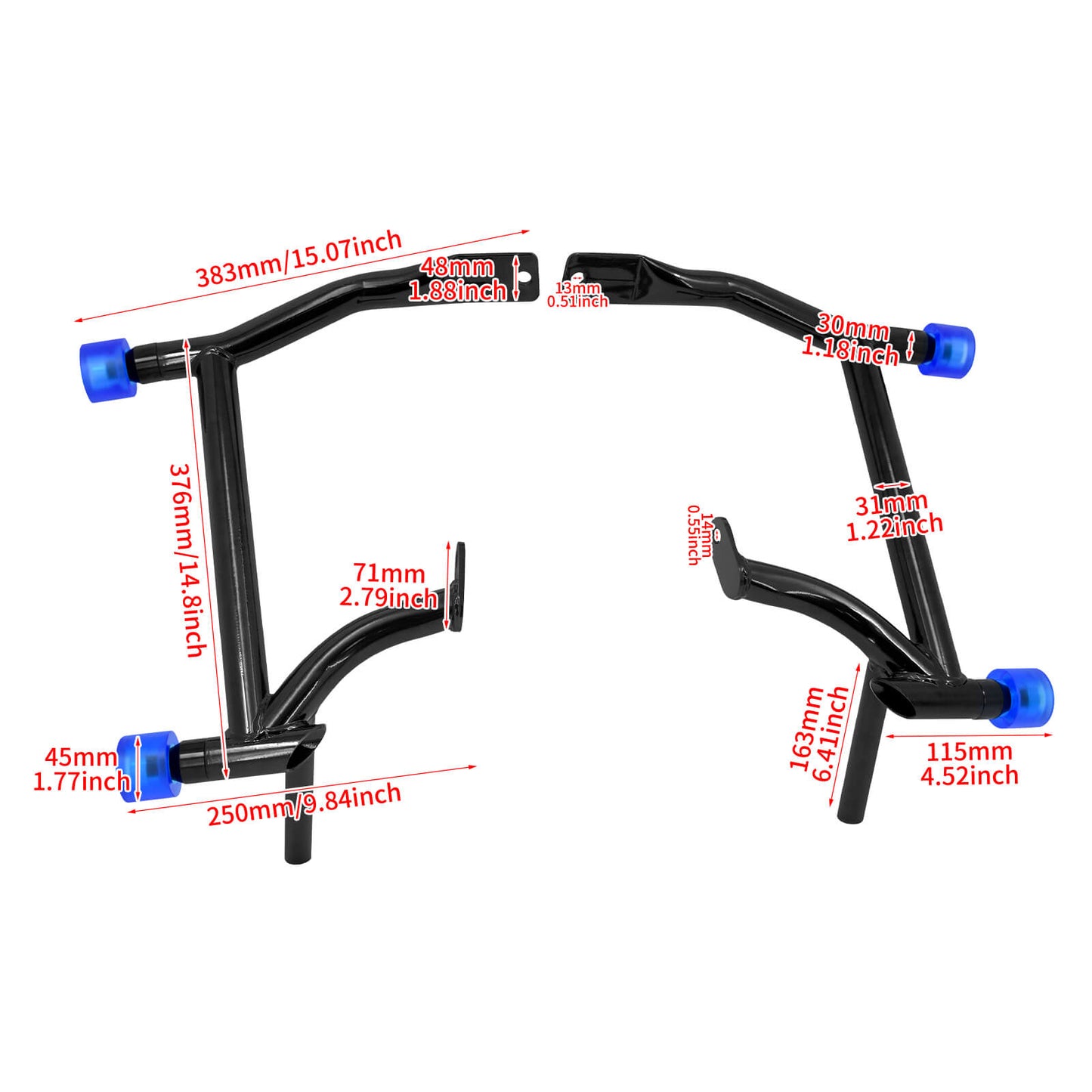 Crash Bars 4* Blue Slider Bolt Cap Saddlebags Guards For Harley Touring Road Street Glide 2009-2025 | HCmotorku