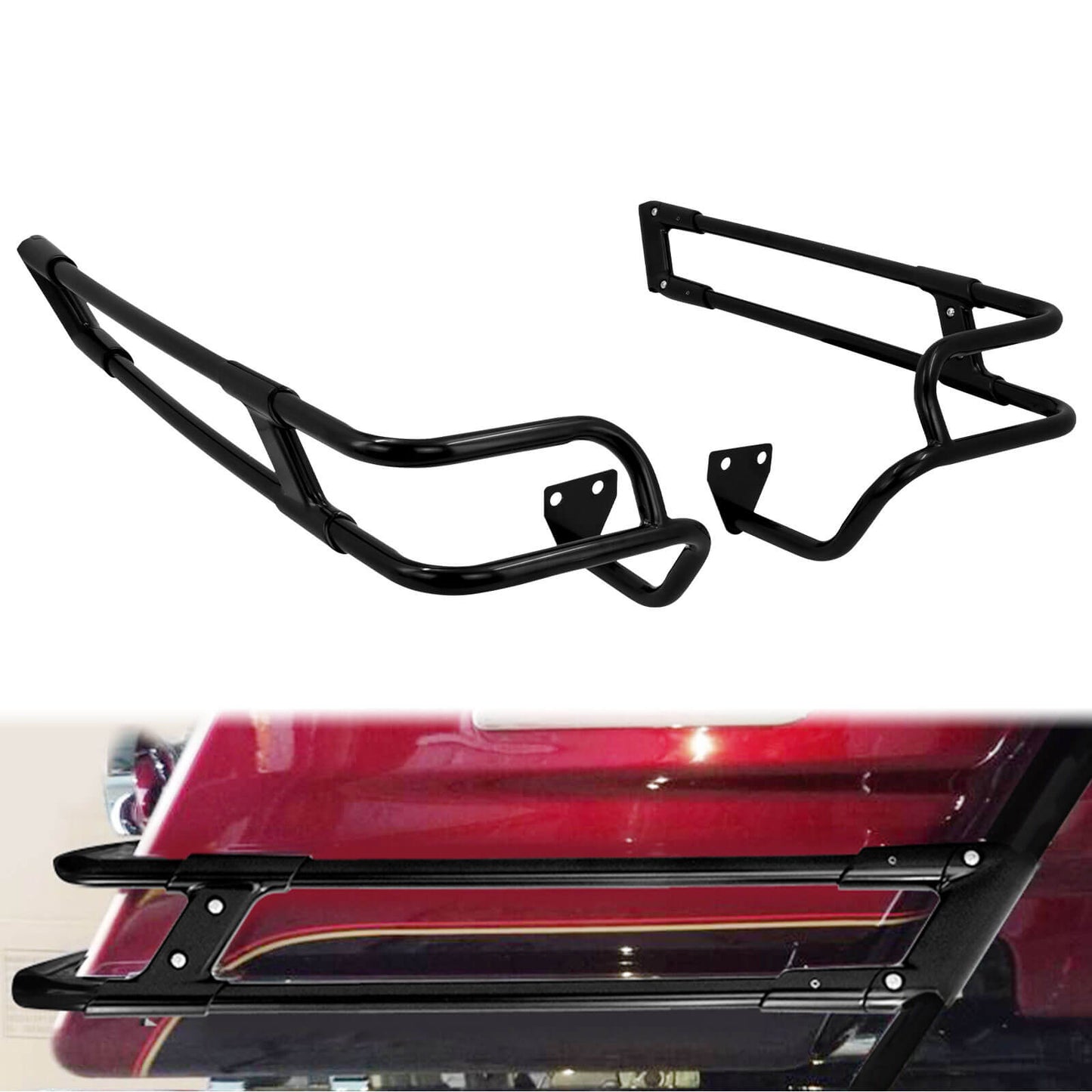 Saddlebag Rails Rear Guard Bag Crash Bar Black For Harley Touring 2014-2025 | HCmotorku