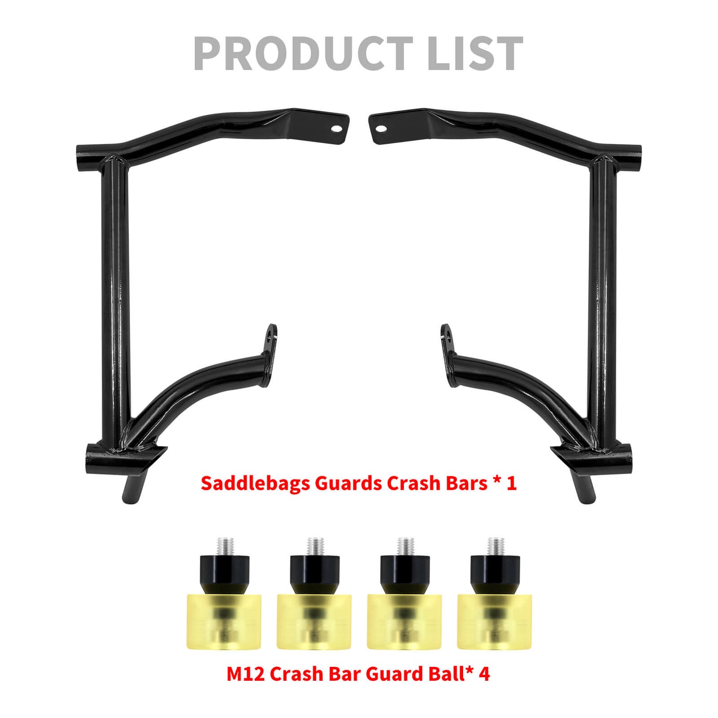 Crash Bars 4* Yellow Slider Bolt Cap Saddlebags Guards For Harley Touring Road Street Glide 2009-2025 | HCmotorku