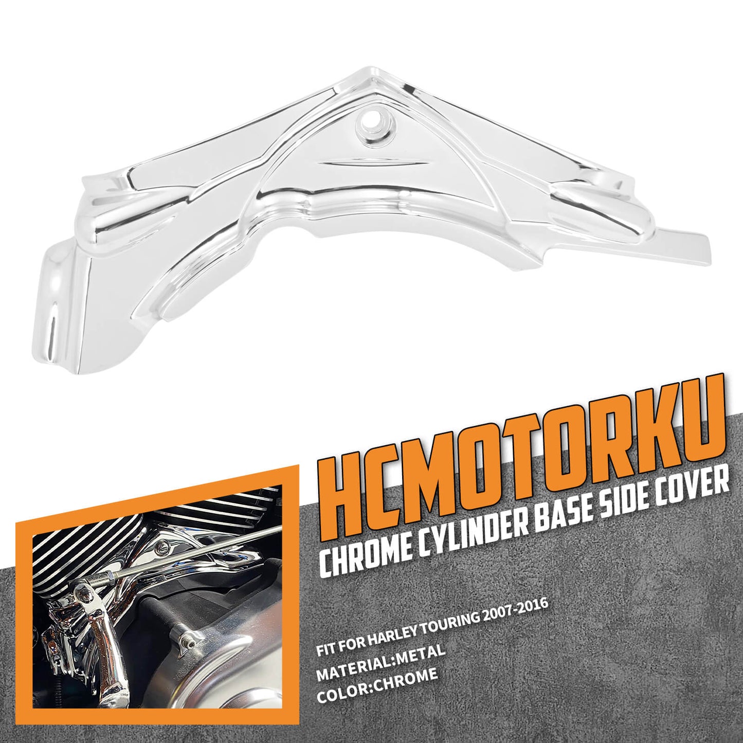 Cylinder Base Side Cover Chrome Fits For Harley Street Road Glide Dyna 2007-2016 | HCmotorku