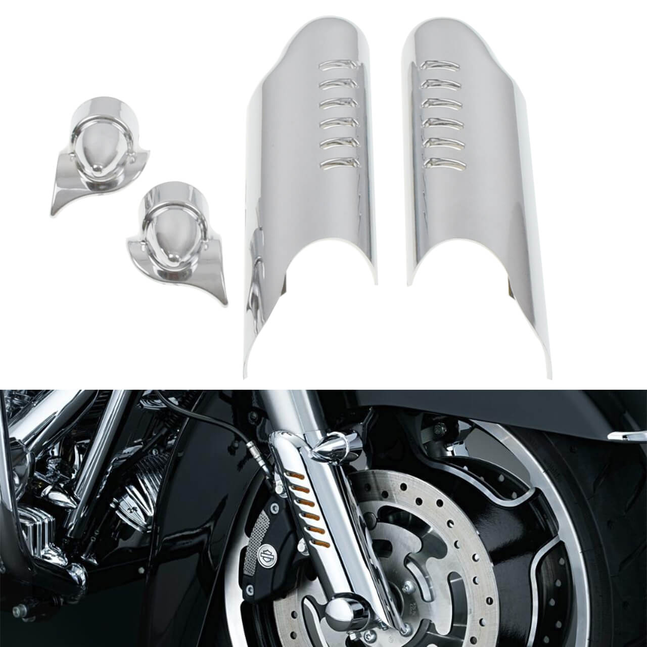 Lower Fork Leg Cover Deflectors Shields Chrome For Harley Touring FLHT 2000-2013 | HCmotorku
