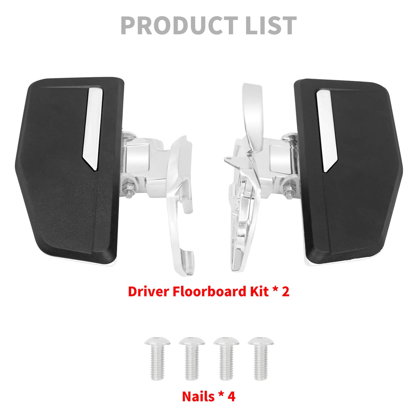Driver Floorboards Kit Chrome Support Footboard Fit For Honda Gold Wing 2018-2023 | HCmotorku