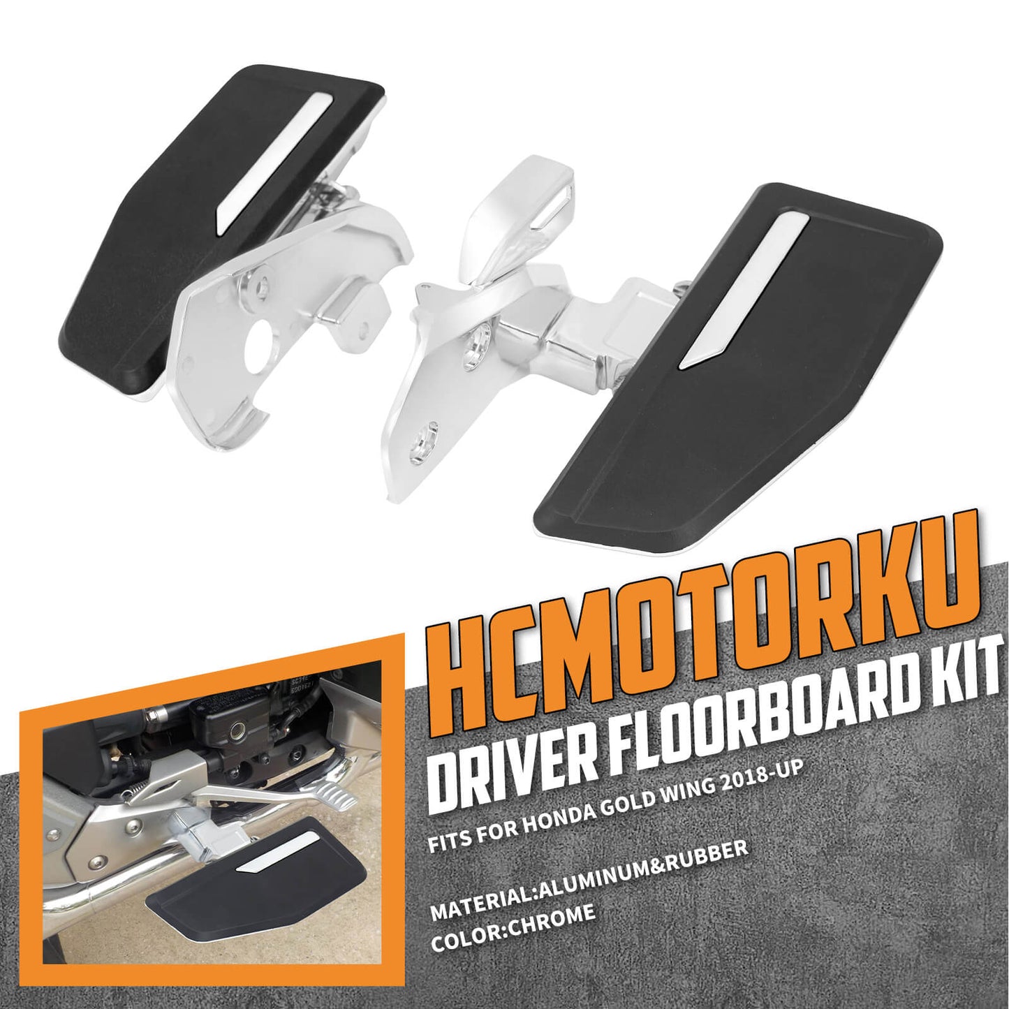Driver Floorboards Kit Chrome Support Footboard Fit For Honda Gold Wing 2018-2023 | HCmotorku