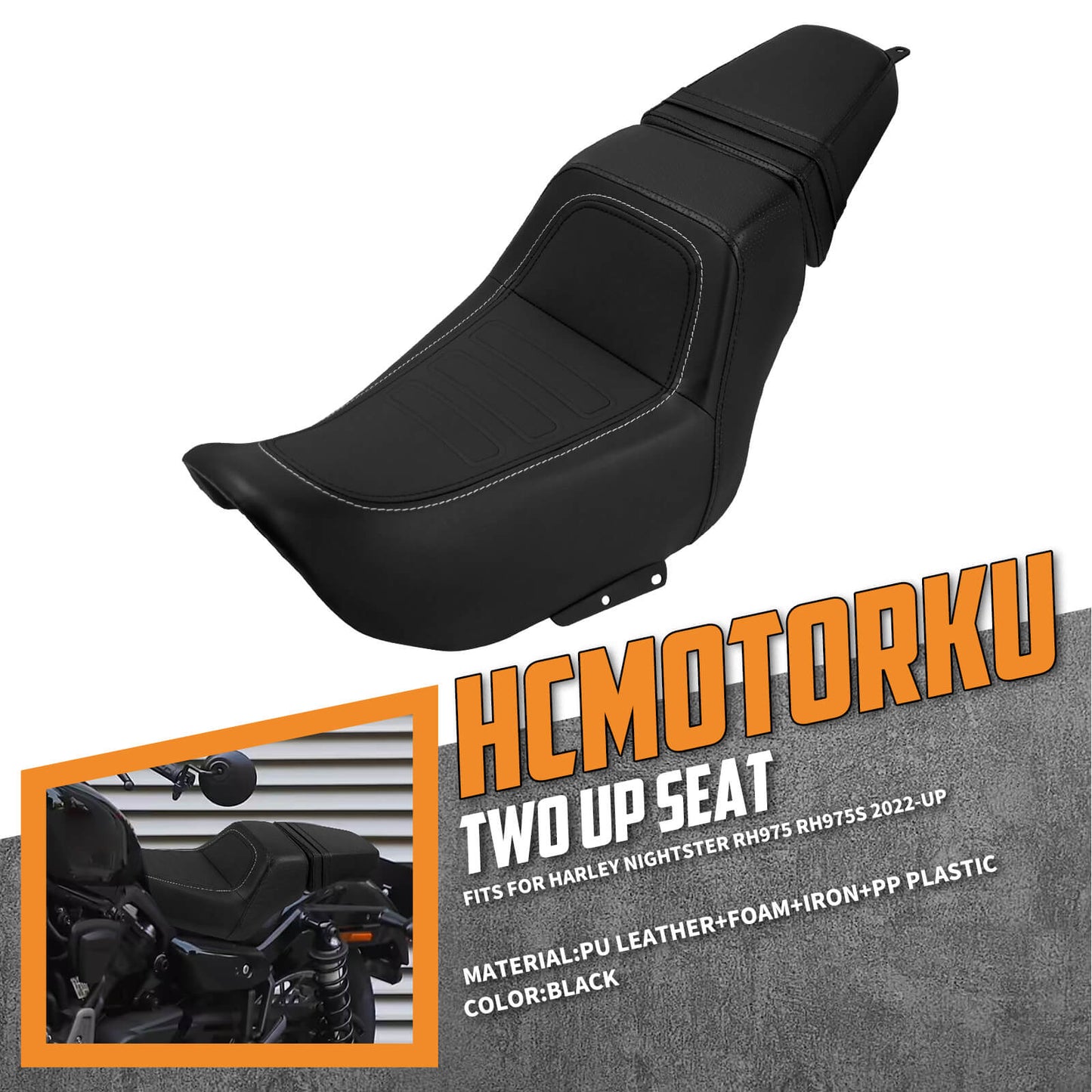 Driver Passenger Leather One-Piece Seat For Harley Nightster RH975 RH975S 2022-UP | HCmotorku