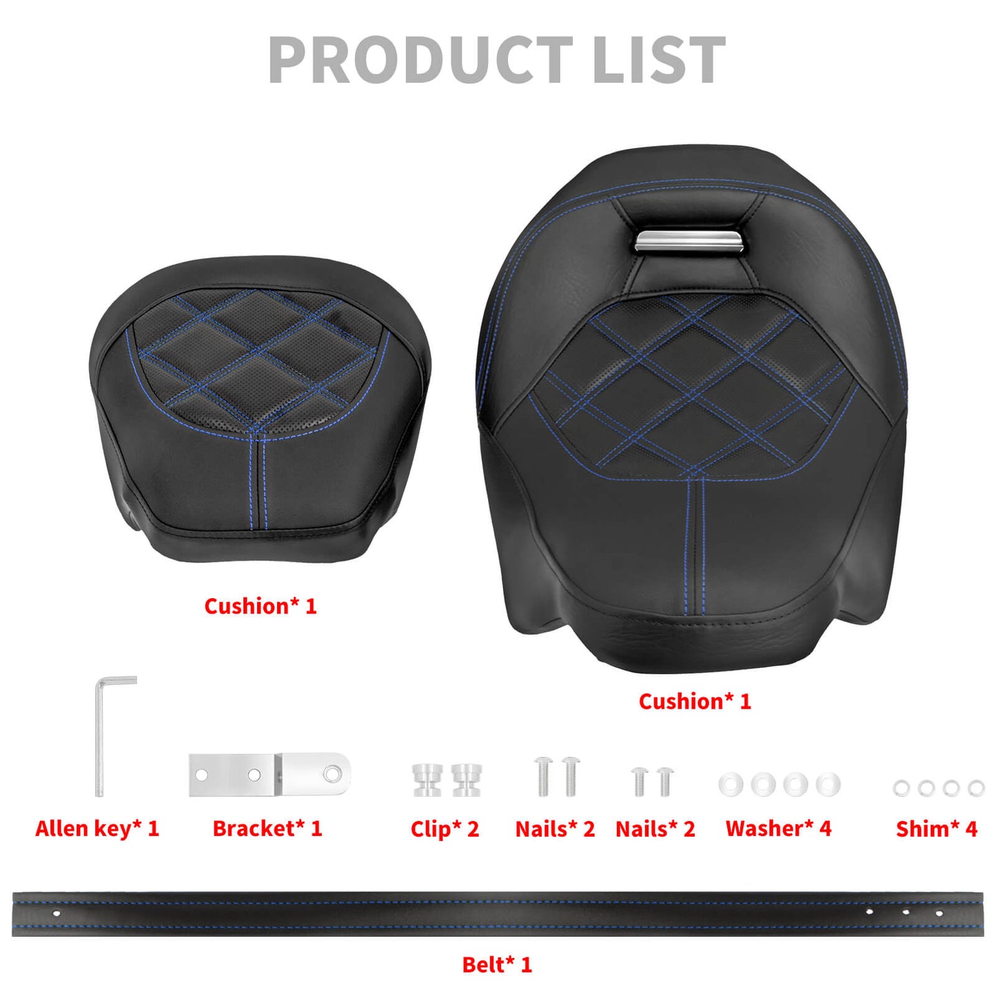 Low Profile Driver Passenger Pillion Seat Blue Fit For Haley Touring 2009-2023 | HCmotorku