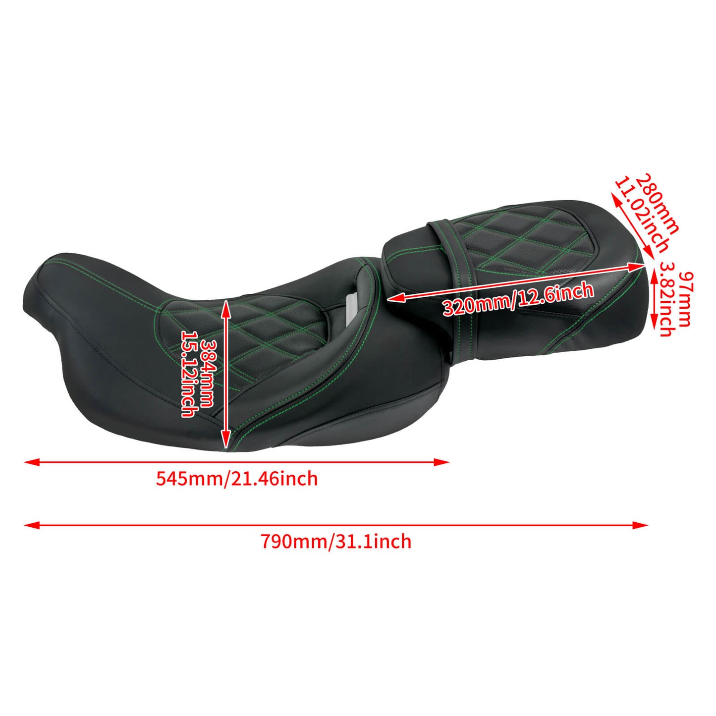 Low Profile Driver Passenger Pillion Seat Green Fit For Haley Touring 2009-2023 | HCmotorku