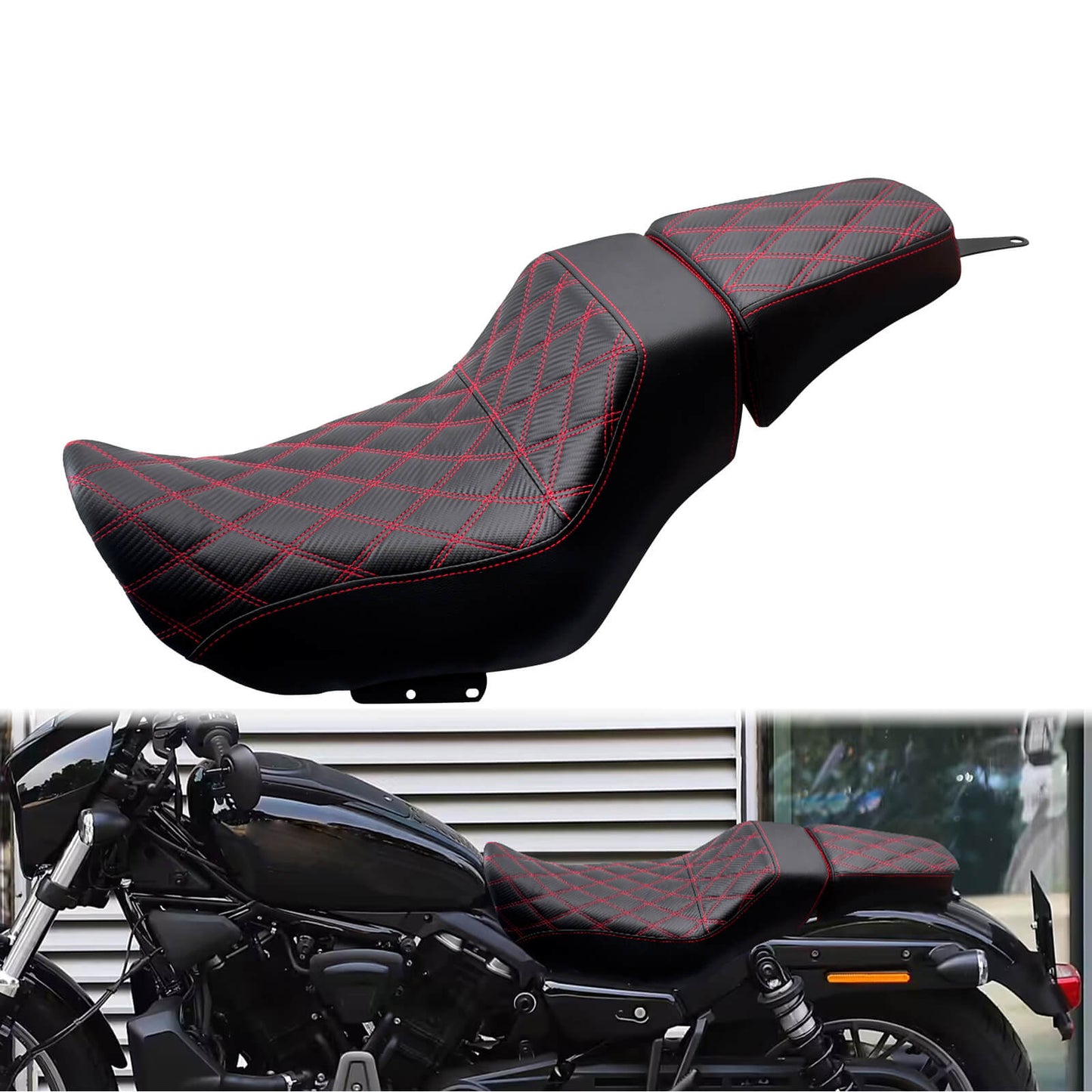 Driver Passenger Leather One-Piece Seat Red For Harley Nightster RH975 RH975S 2022-UP | HCmotorku
